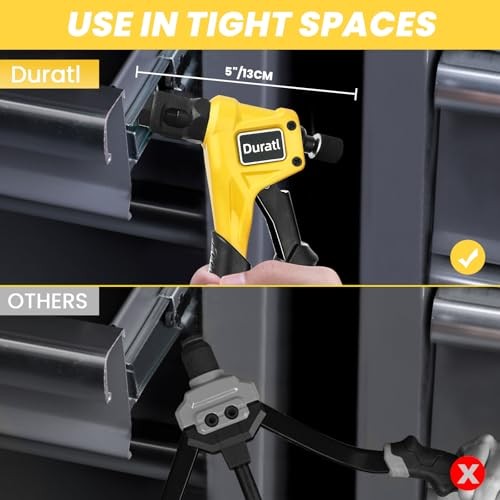 Rivet Nut Tool Kit, 8-Inch Hand Rivnut Tool for Tight Spaces, Nutsert Yellow