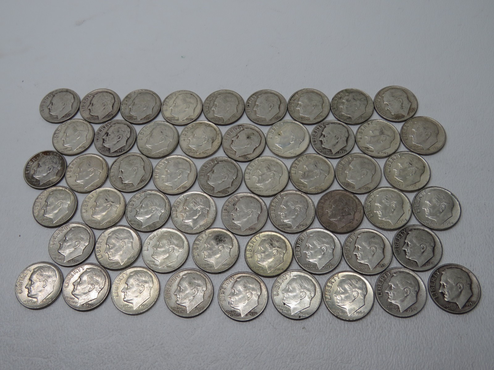 1960's Silver Dimes - 53 count, 84.61 dwt