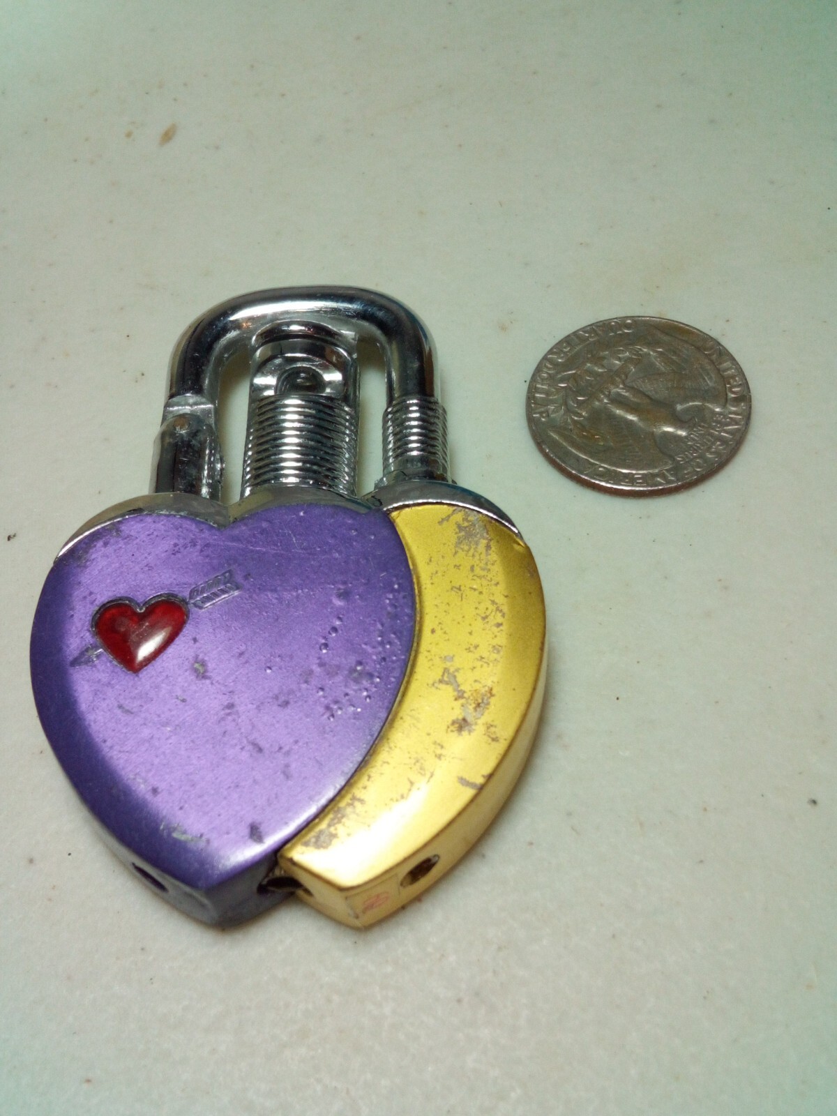 vintage lighter metal rare Duel Heart Cupid Lighter 4repair/Collector G49