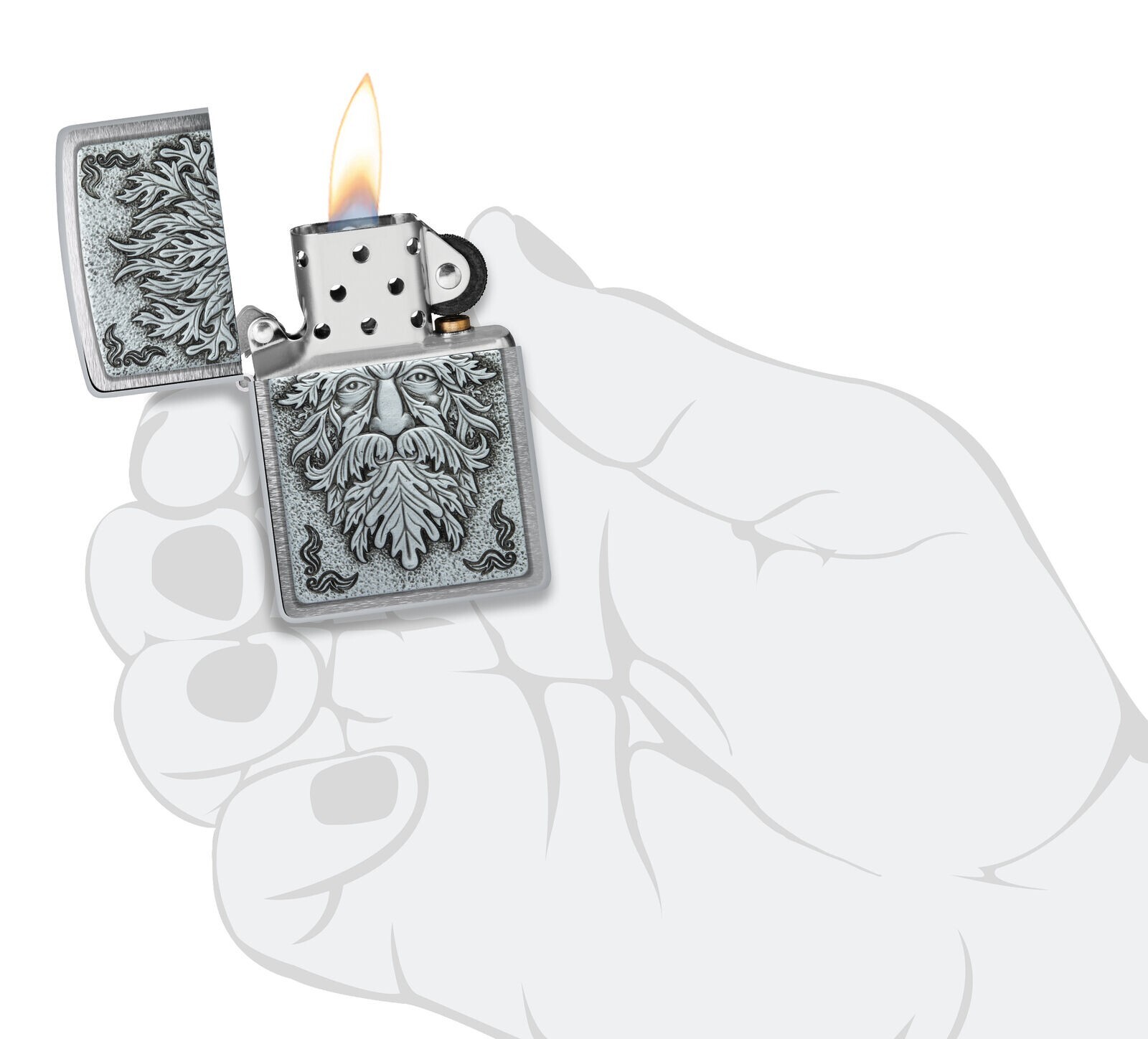 Zippo Greenman Emblem Brushed Chrome 48906