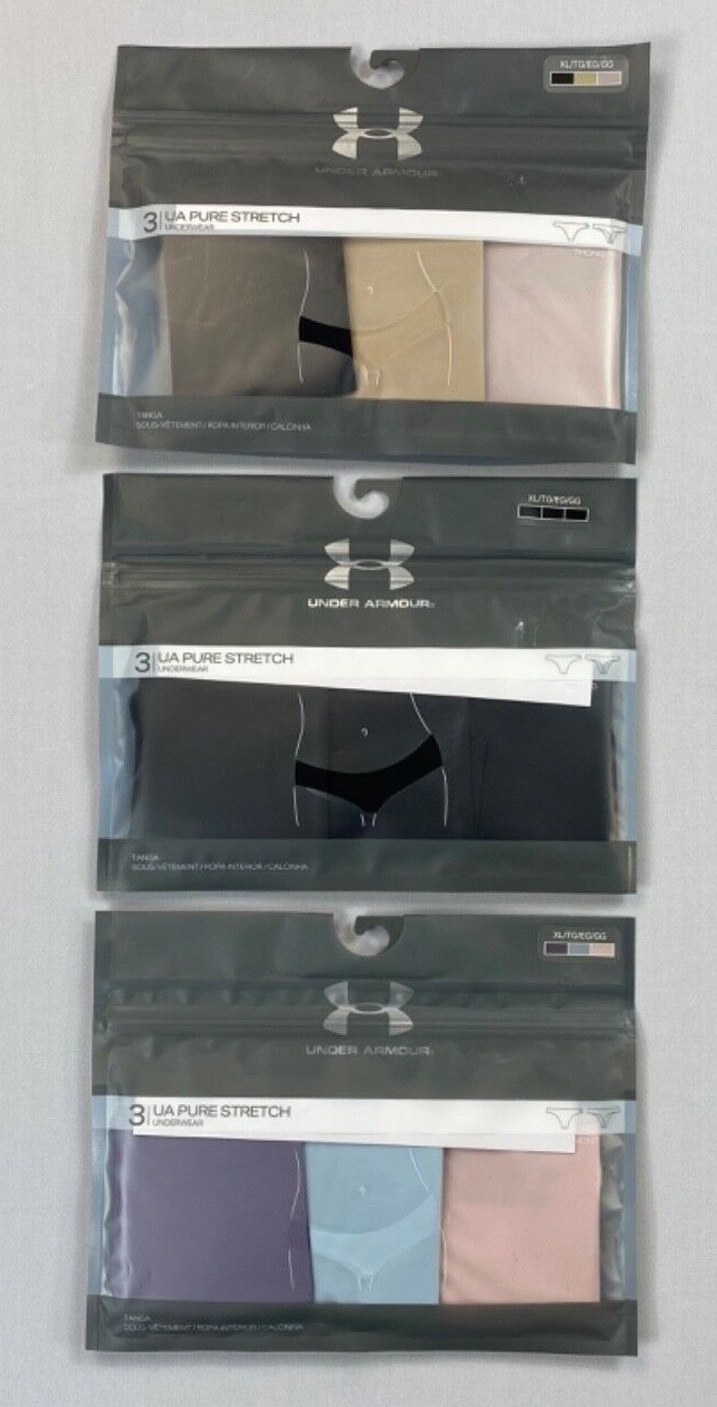 Women's Under Armour UA Pure Stretch 3 Pair THONG XL Underwear