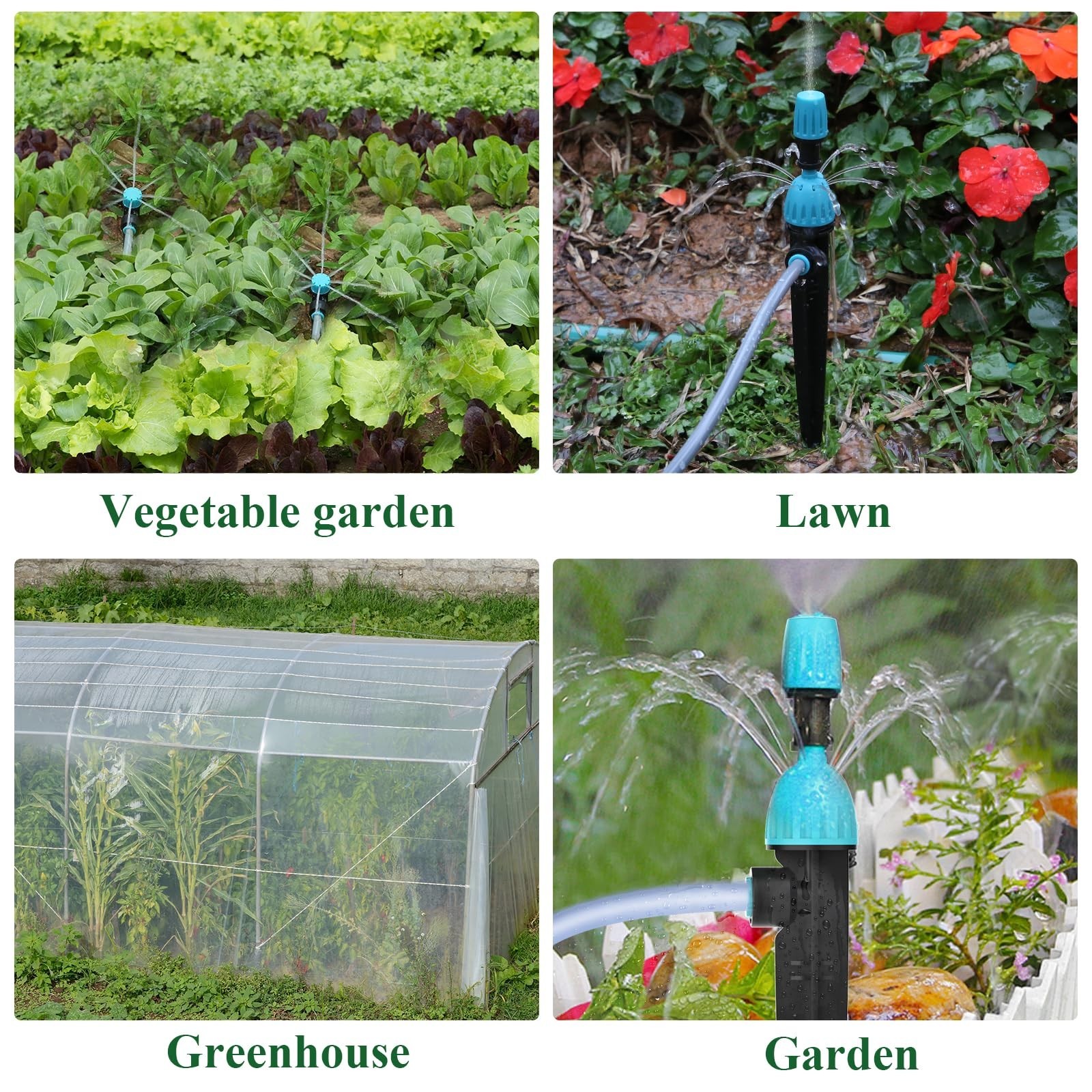 150FT Drip Irrigation Kit with 2-Zone Timer, Adjustable Nozzles & Fast-Plug Tubi