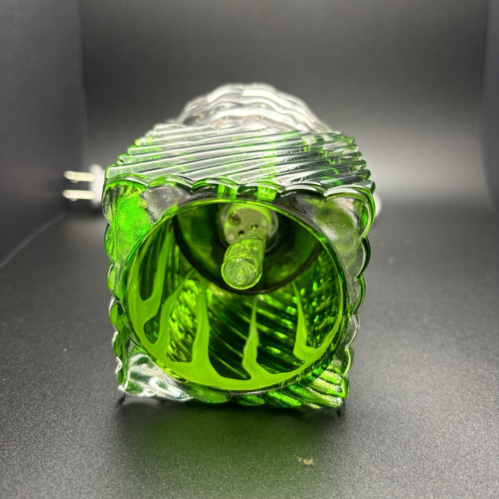 Electric Night Table Light With Dimmer Switch Beautiful Green With Clear Base