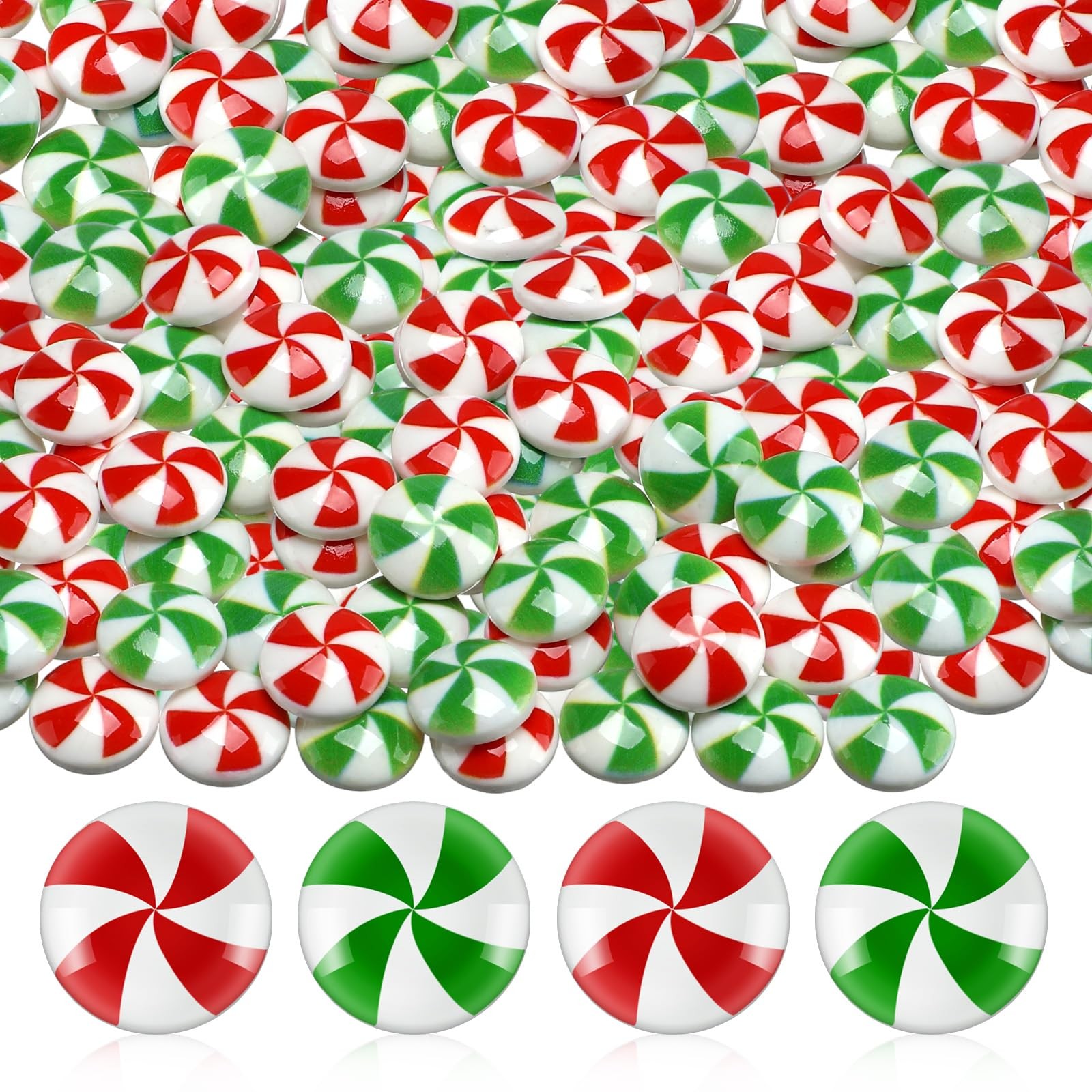 60 PCS Small Red Green Windmill Christmas Fake Candy Cane Craft Decor