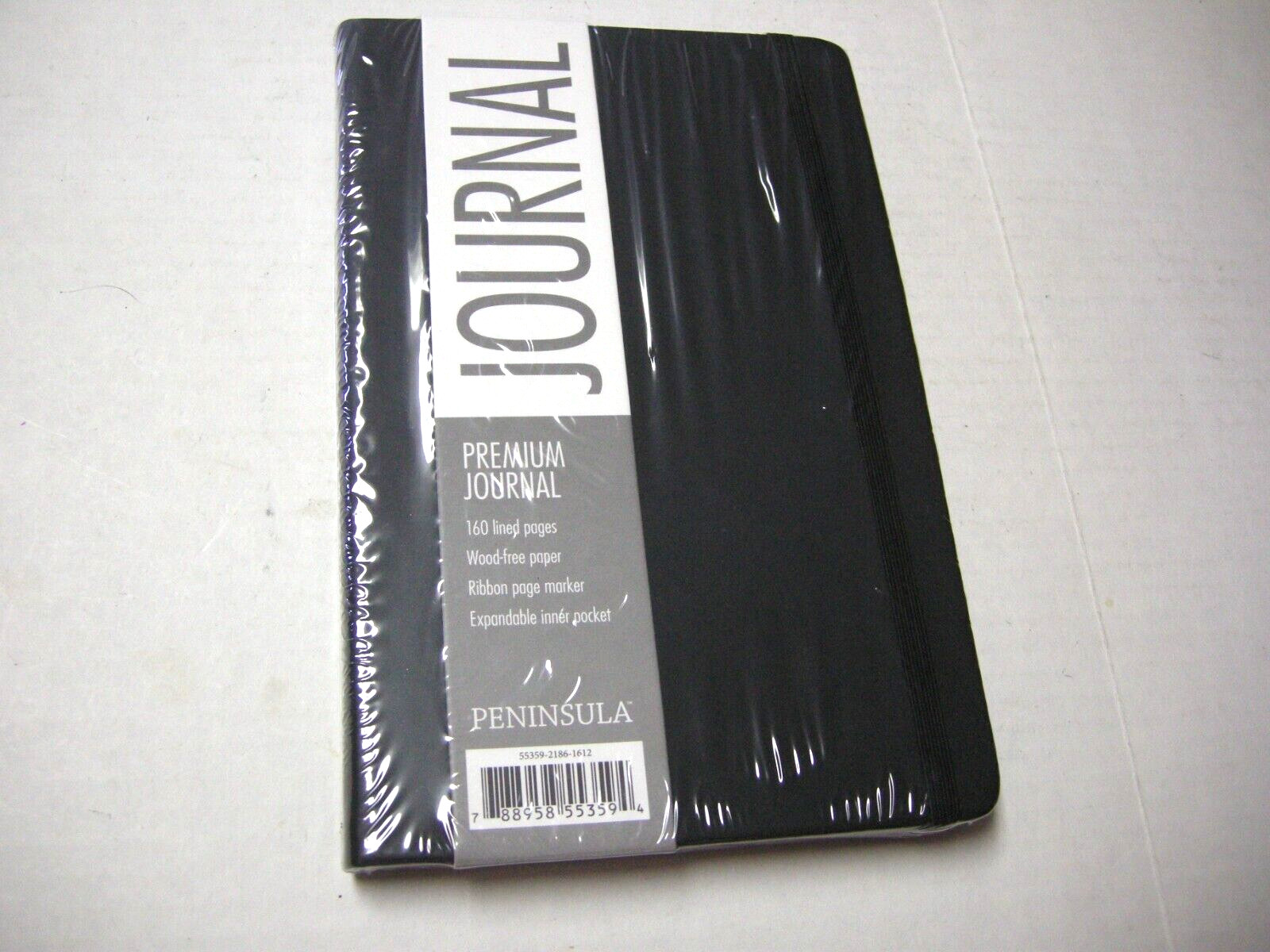 Premium Journal by Peninsula, Black, Expandable Inner Pocket, 160 Lined Pages