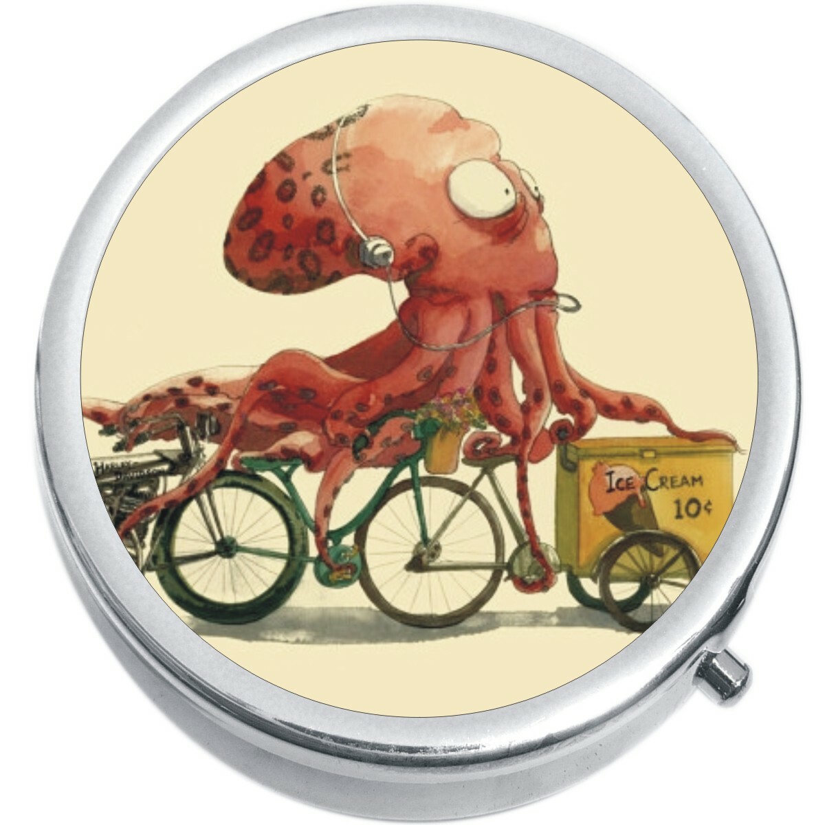 Octopus Bicycle Funny Medicine Vitamin Pill Box
