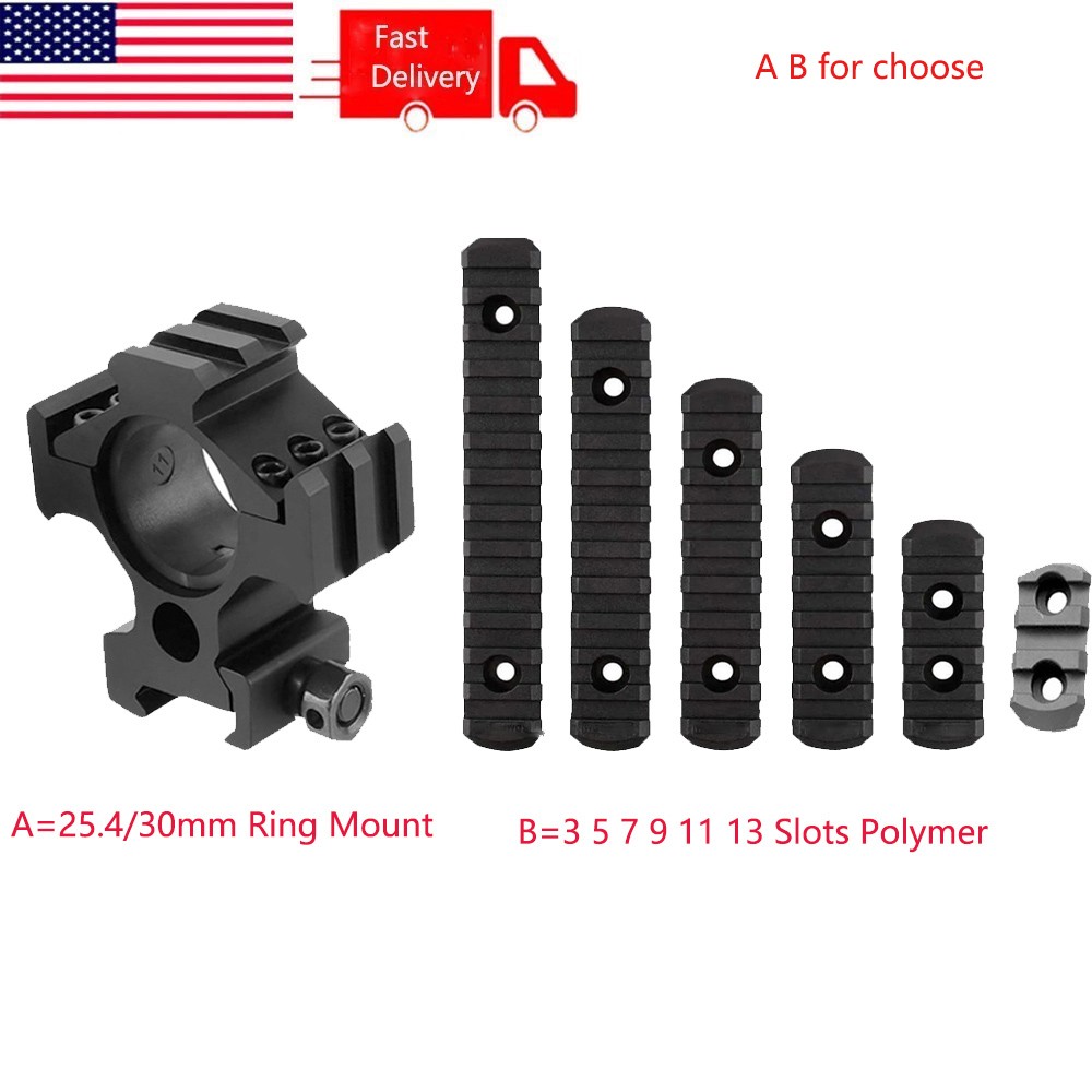 Picatinny Rail Polymer 3/5/7/9/11/13 Slots Section/Tri-rail 25.4&30mm Ring Mount