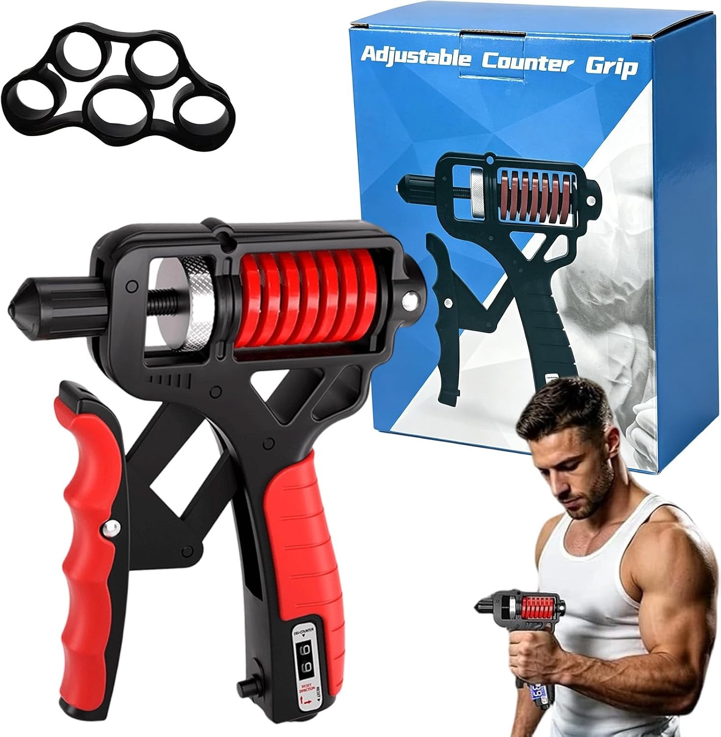 Adjustable Grip Strengthener with Digital Counter, Heavy Resistance Trainer