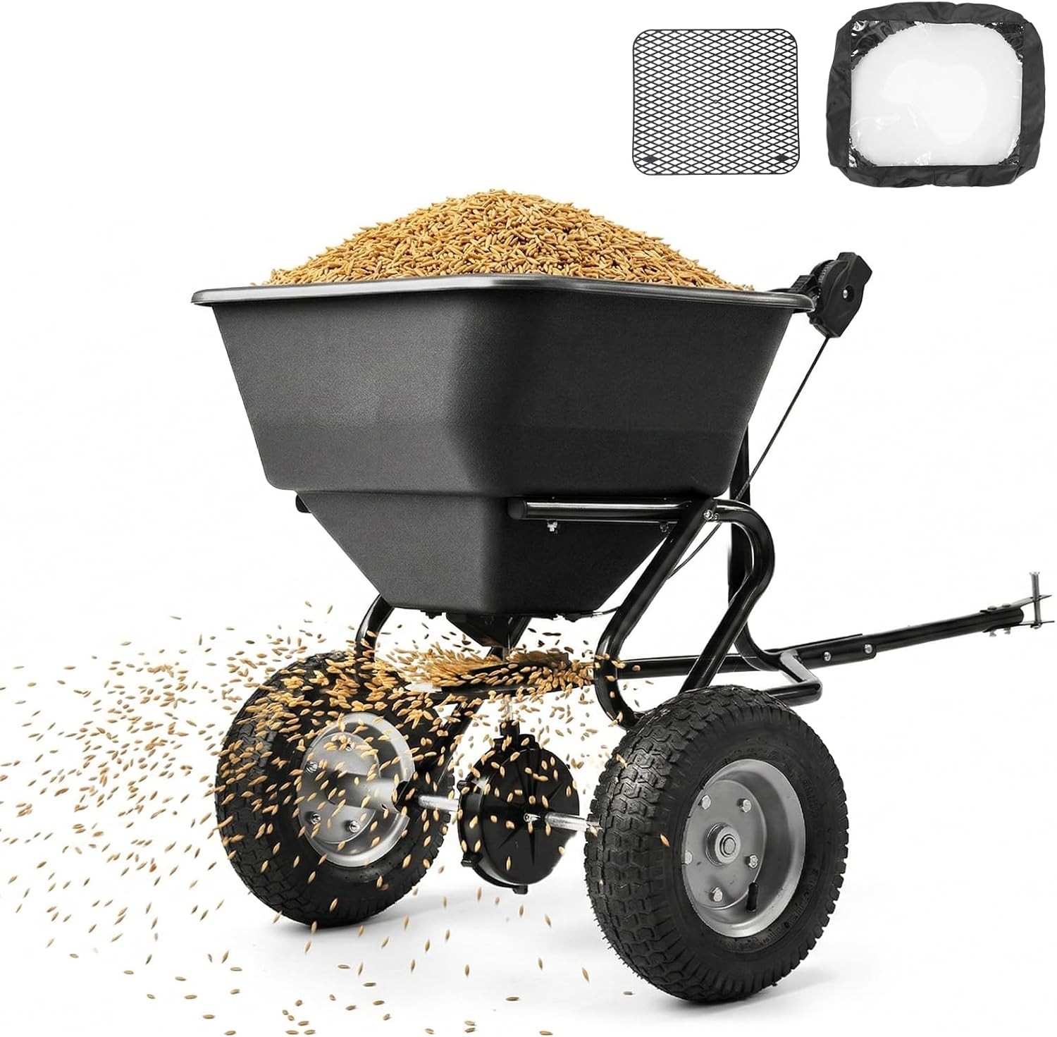 130 LBS Heavy Tow Behind Fertilizer Spreader W/ Universal Hitch 130 lbs large