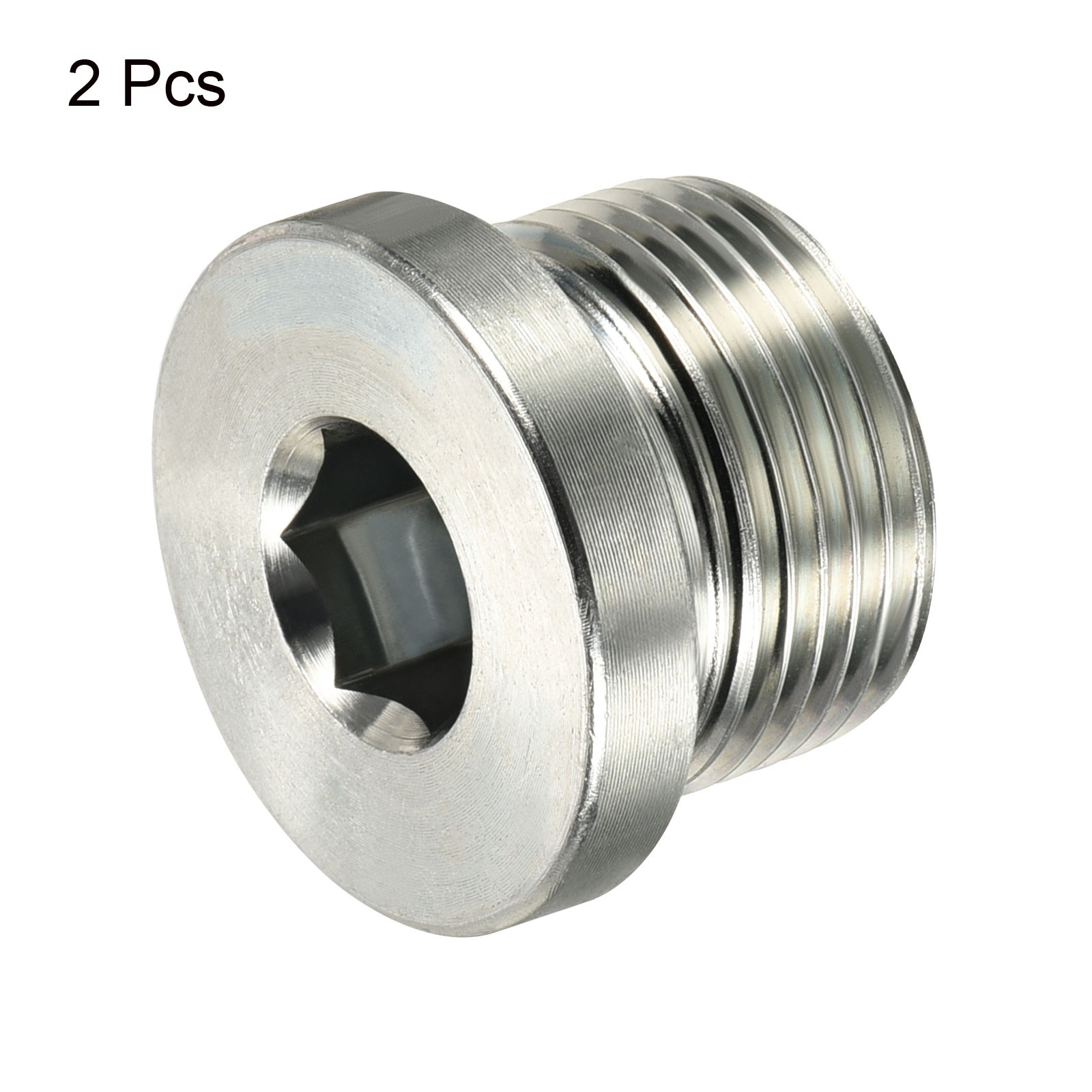 M22*1.5 Hex Head Pipe Fitting Plug, 2 Pack Male Thread 45# Steel Plug
