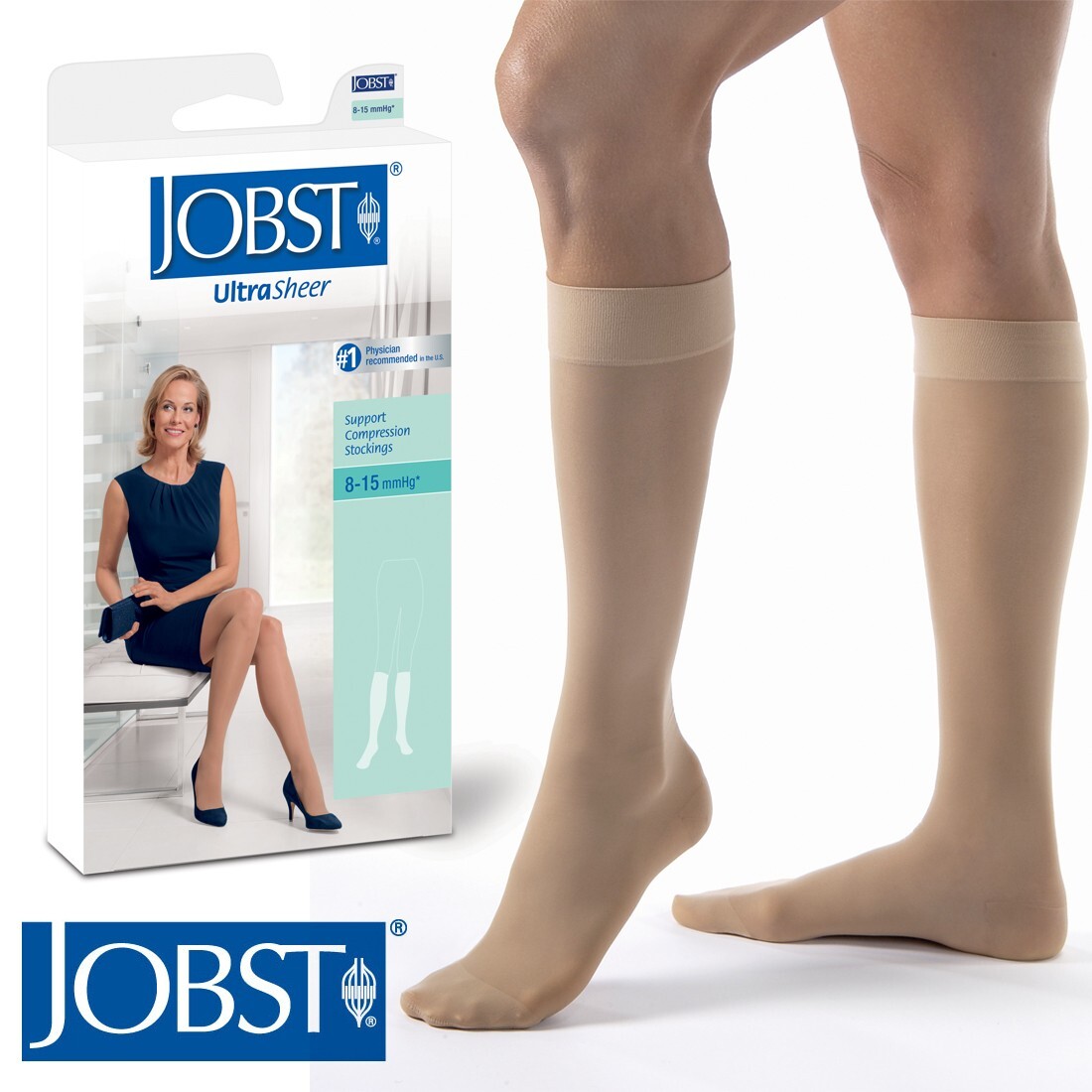 2XJobst Women UltraSheer Stockings 8-15 mmhg Compression Support Socks Size 7-9M
