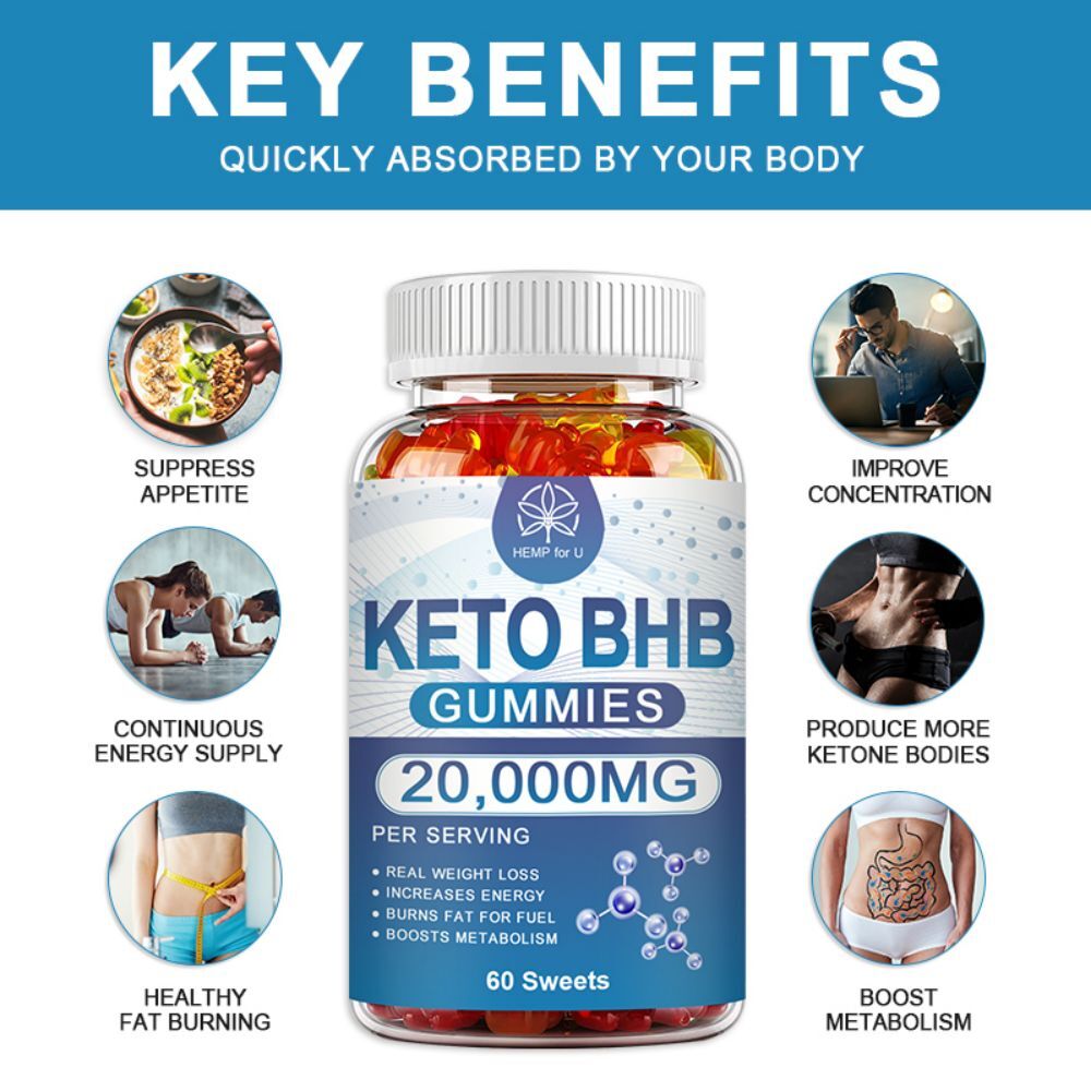 Keto BHB Gummies 2000MG Apple Cider Vinegar ACV Weight Loss Fat Burner 60 Gummy