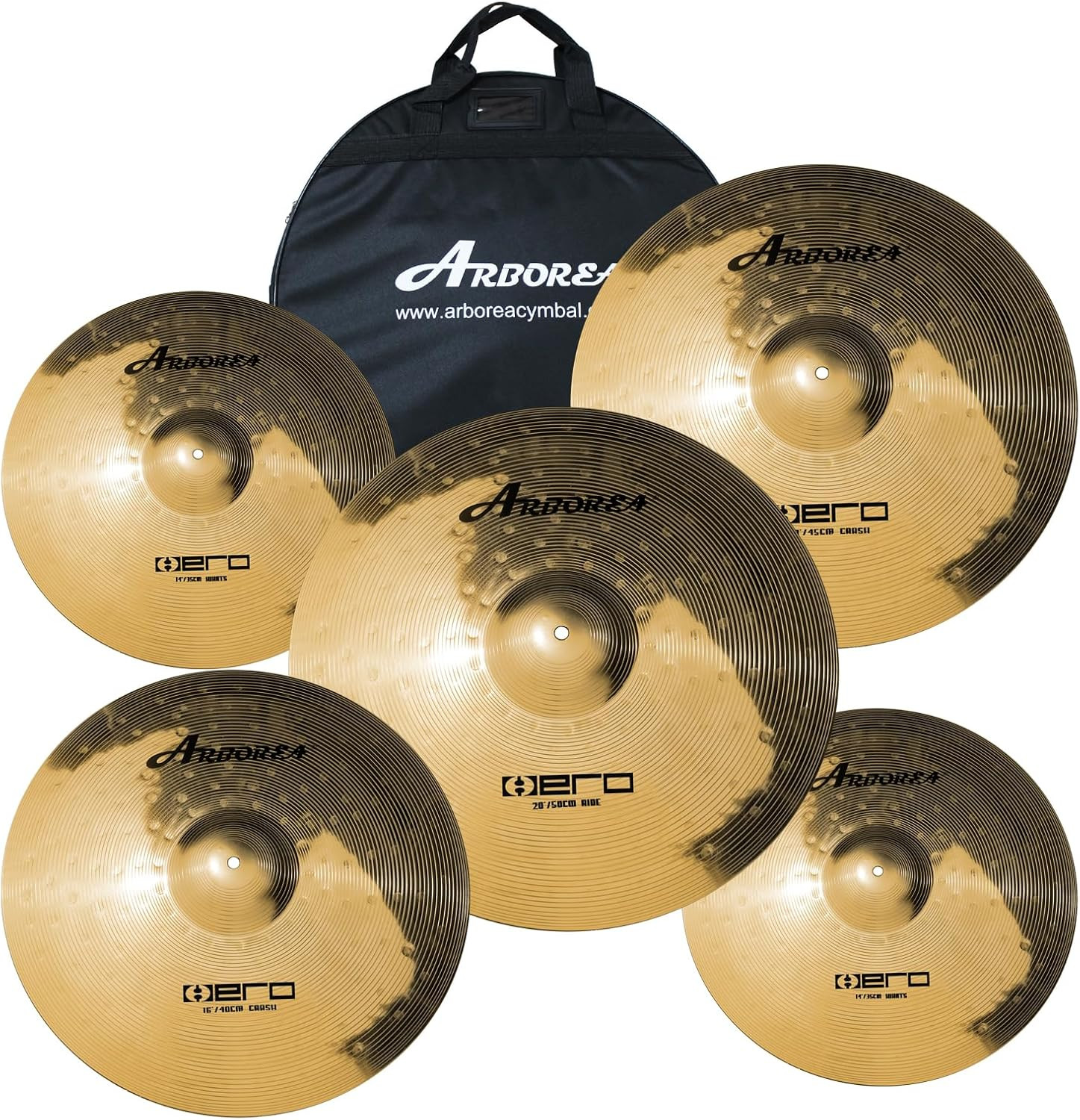 Alloy Cymbal Set 14"/16"/18"/20" with Free Bag - 5 Piece Drum Pack