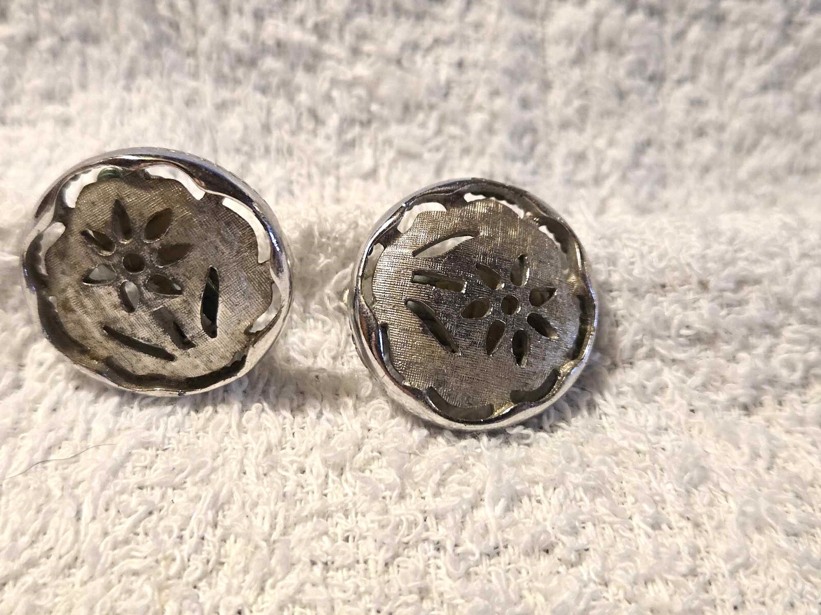 Vintage  1980's SARAH COVENTRY  Clip Earrings -Punched Flower
