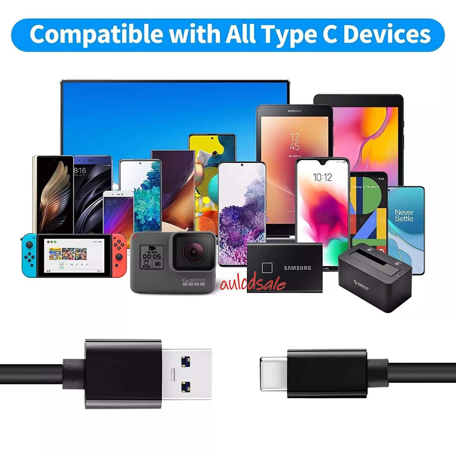 2.0m USB A to Type C Fast Charging Date Sync Cable for Phone,computer 60W 10Gbps
