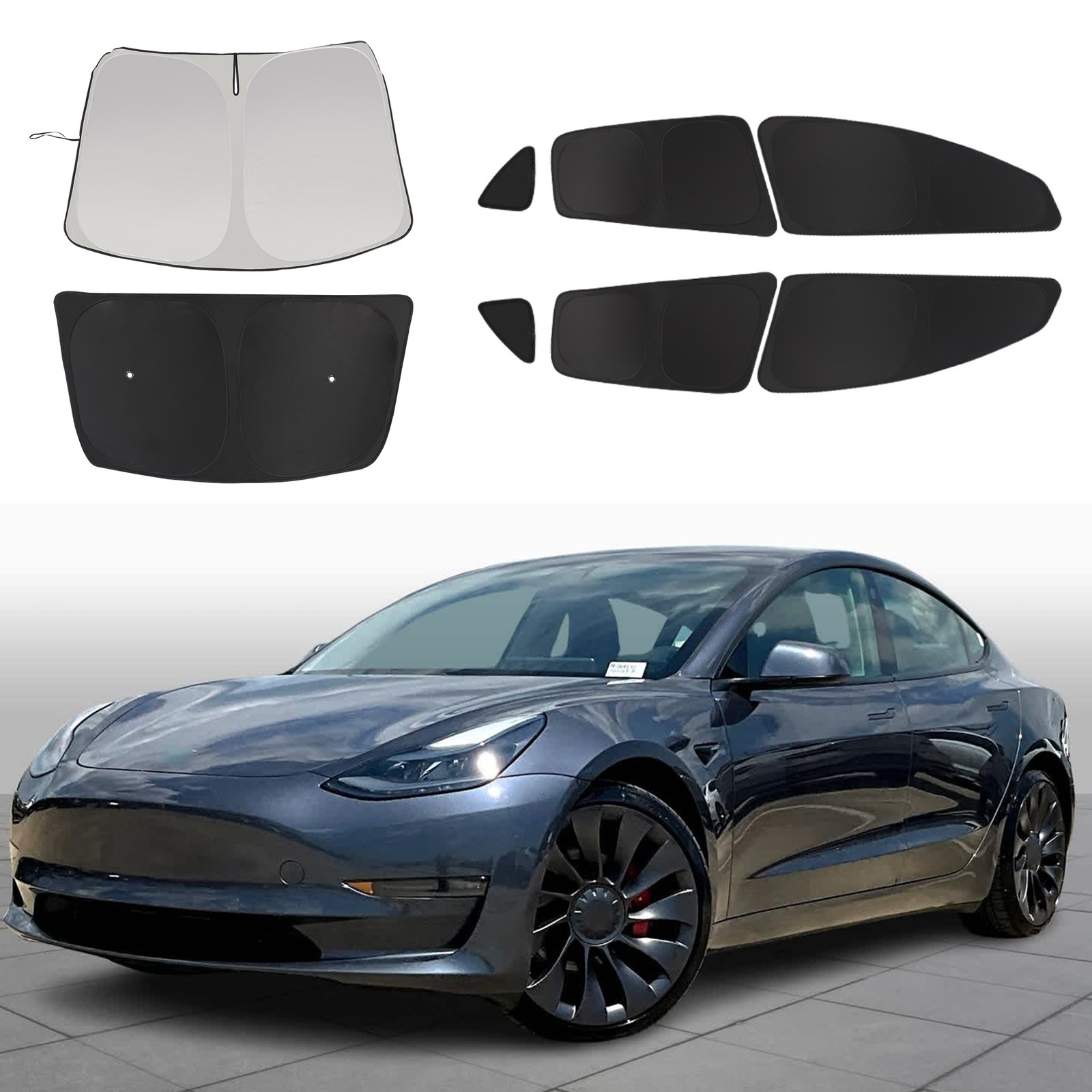 Fit For Tesla  Model 3 2021-2023 Side Window Privacy Interior Sunshade 8 pcs
