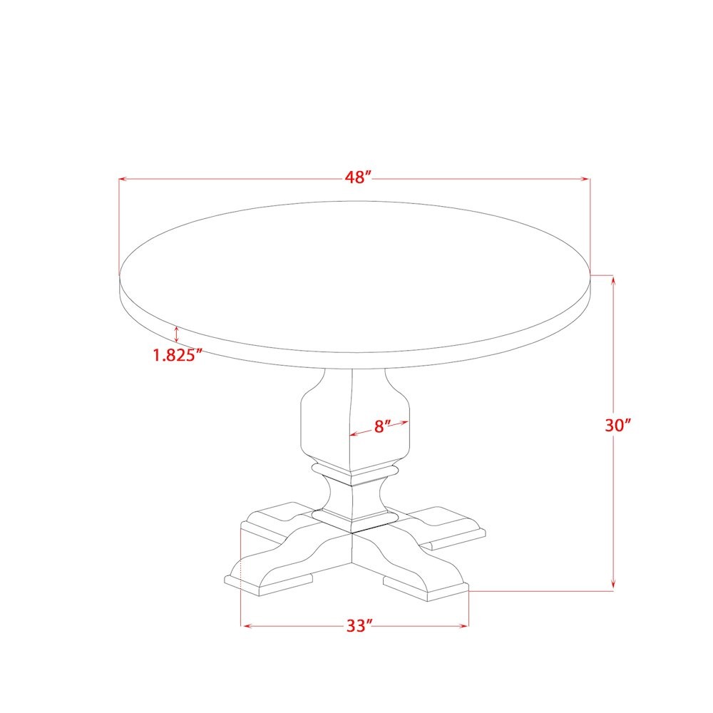 7 Piece Dinette Set Includes 48" Round Table In Willow Green Color