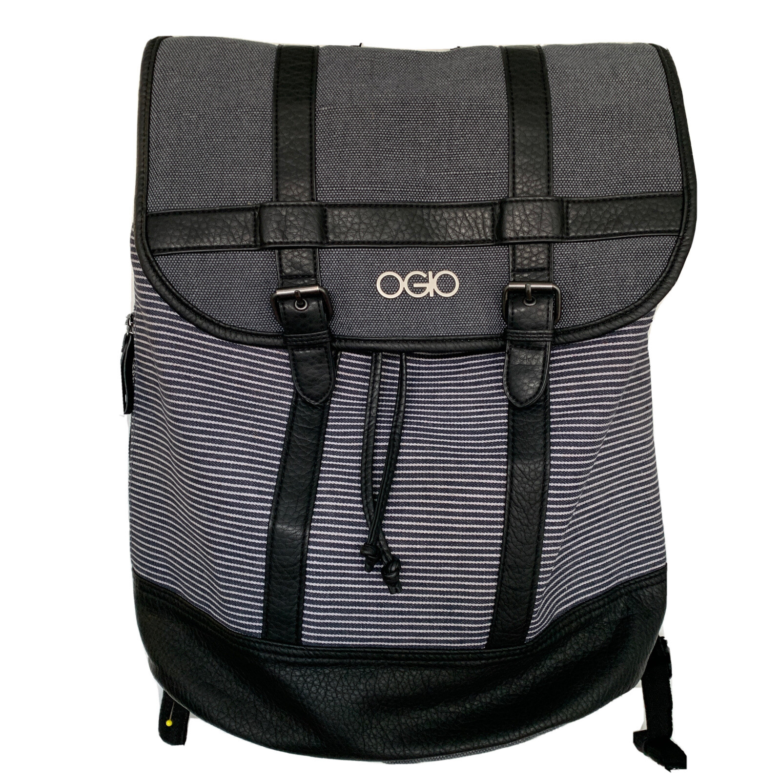 OGIO Laguna Olivia Laptop Bag Backpack Gray Stripe Canvas Faux Leather Padded