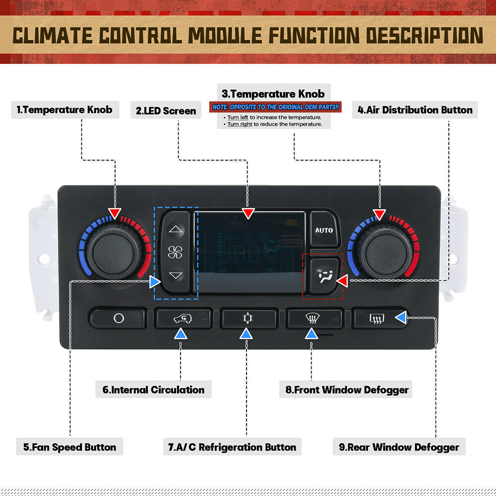 For 03-07 Hummer H2 A/C Temperature Climate Control Panel Digital Heater Switch