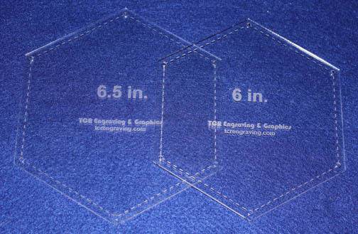 Laser Cut Quilt Templates-2 Pc Set - 6 Inch & 6.5 Hexagons -  1/8"