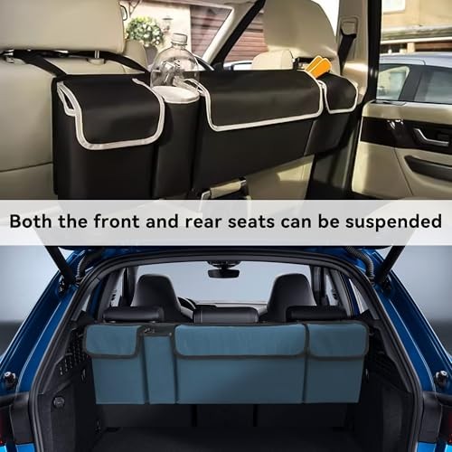 Car Trunk Organizer, Backseat Hanging Large Storage with Adjustable Black