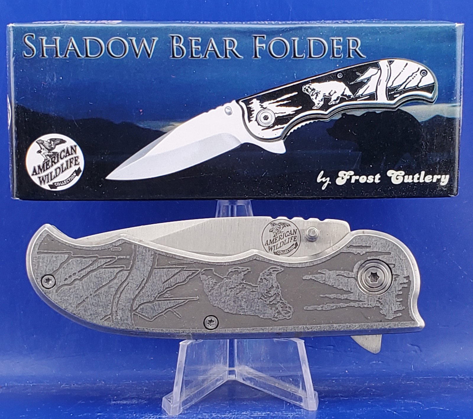 FROST CUTLERY AMERICAN WILDLIFE SHADOW BEAR FOLDER 18-145B