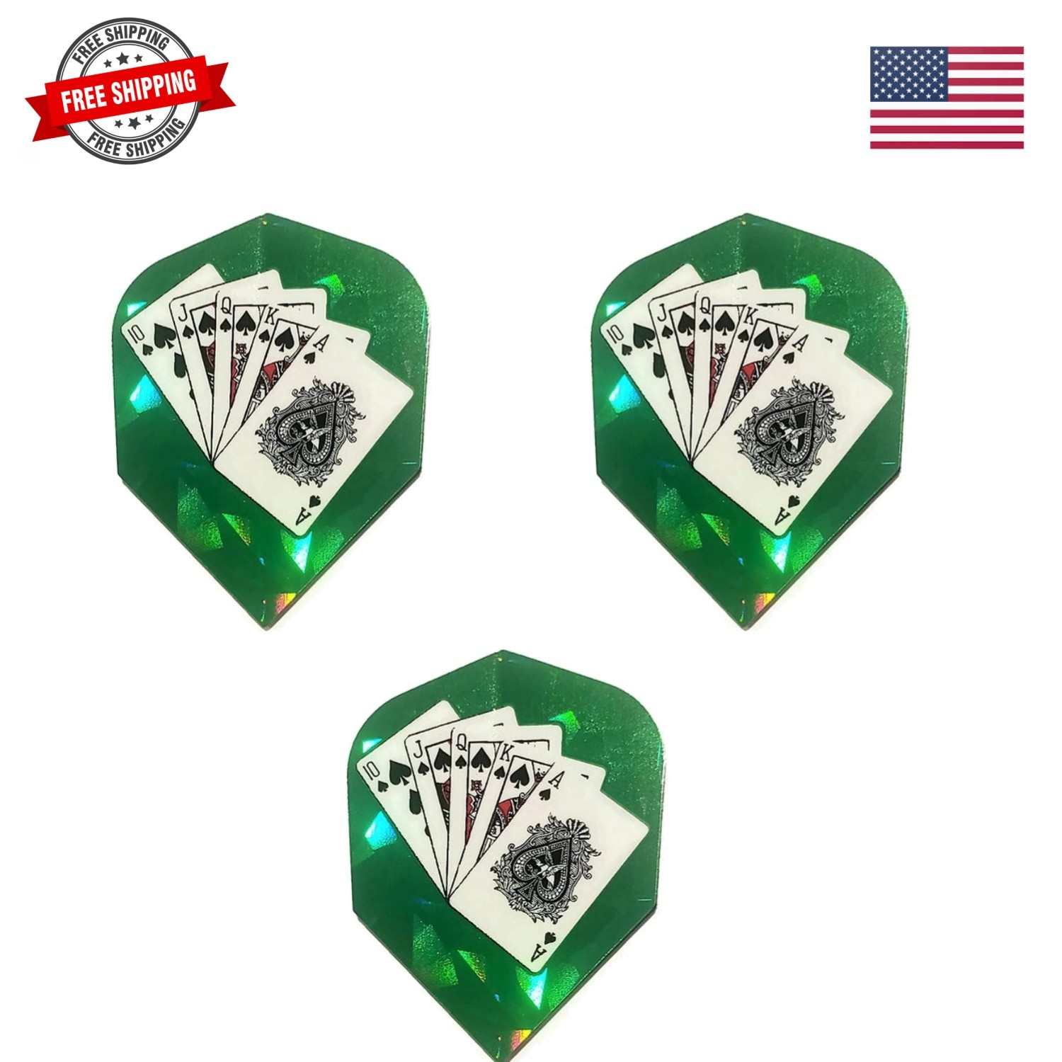 Hologram Royal Flush Spades 75 Micron Strong Dart Flights 3 Sets - 9 Flights