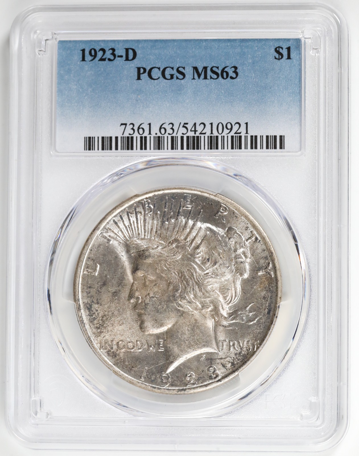 1923 D Peace Silver Dollar PCGS MS63