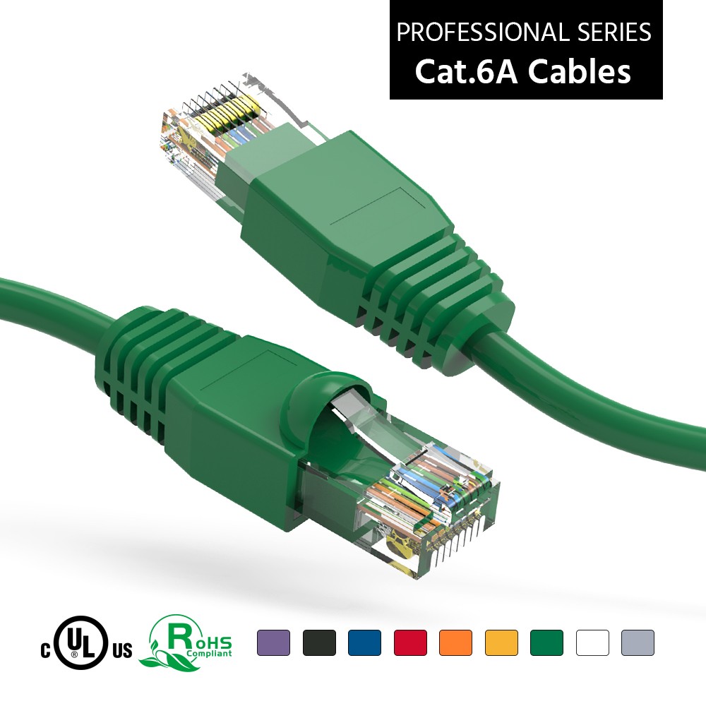 7Ft CAT6A UTP Ethernet Network Booted Cable Green