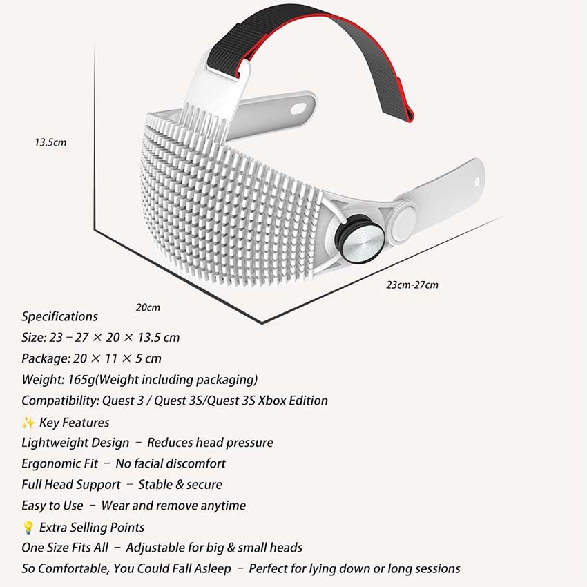Adjustable Soft Headband for Quest 3/3S VR Glasses Accessories