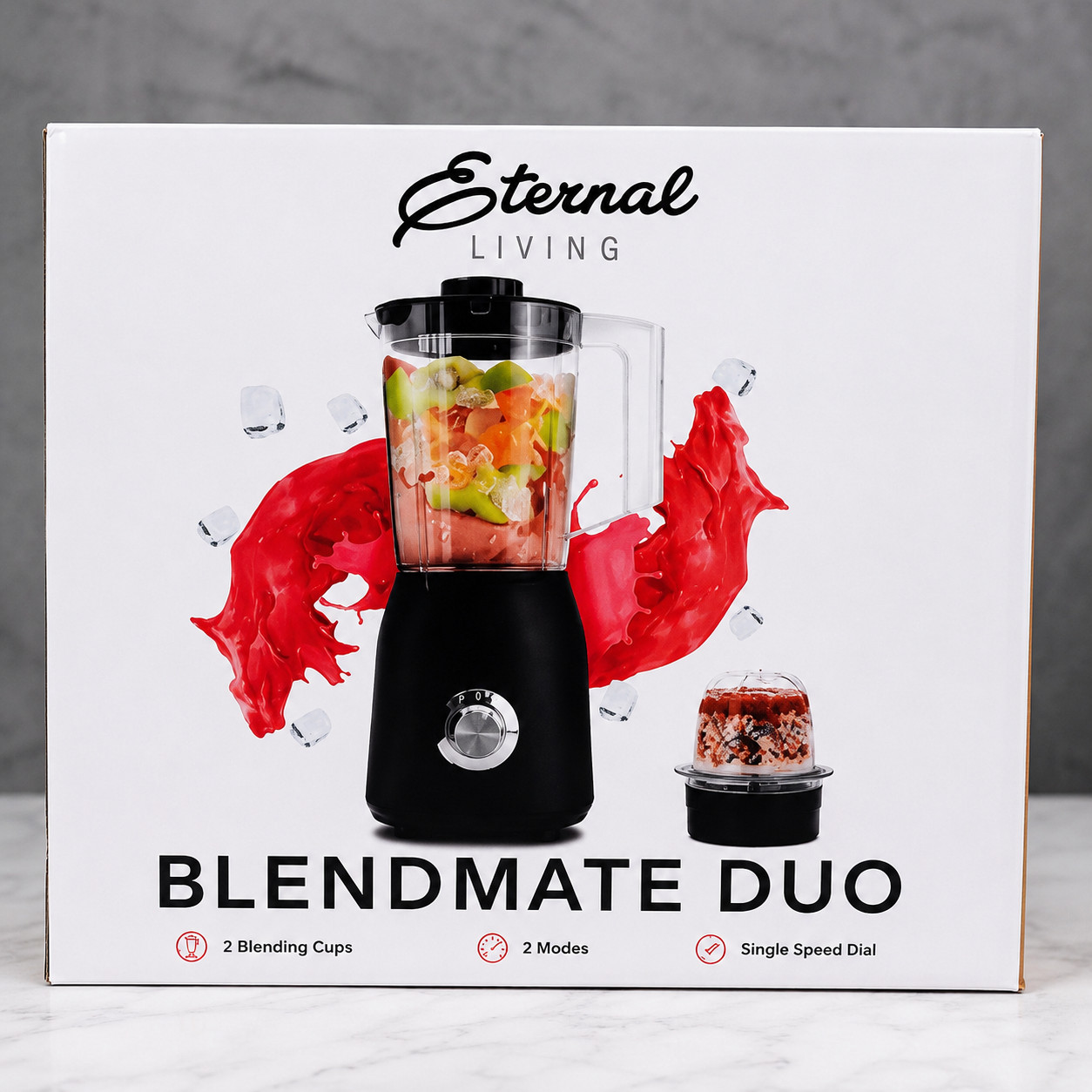 Eternal Living Blendmate Due 2 Blending Cups, 2 Blades, Simple 3 Speed Dial