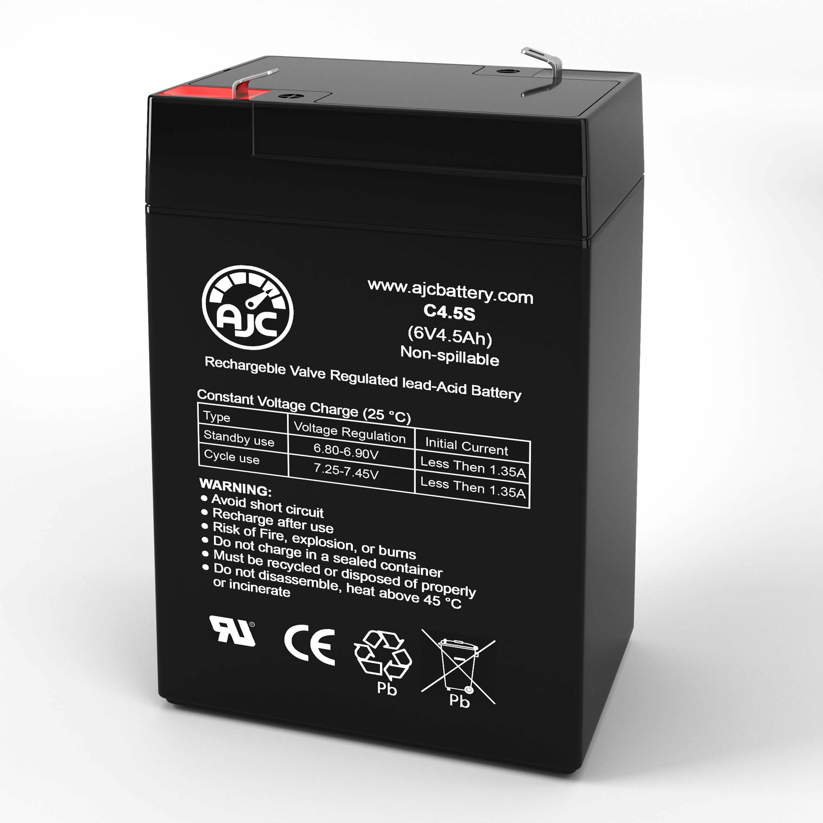 AJC Battery Compatible with Universal Power Group UB645WL UB4.5-6WL 6V 4.5Ah UPS