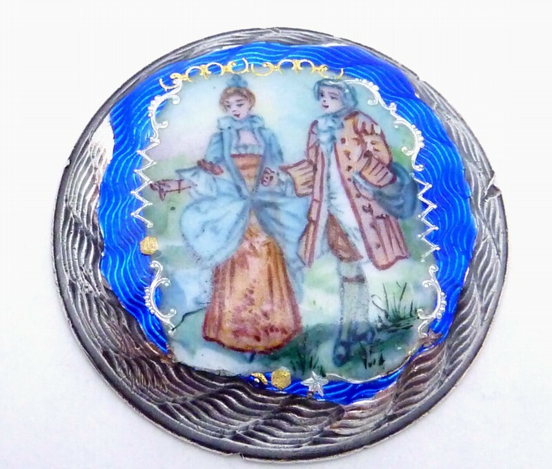 Antique Wiss Luxembourg 800 Silver Enamel Ornament Repurposing for Jewelry 22973