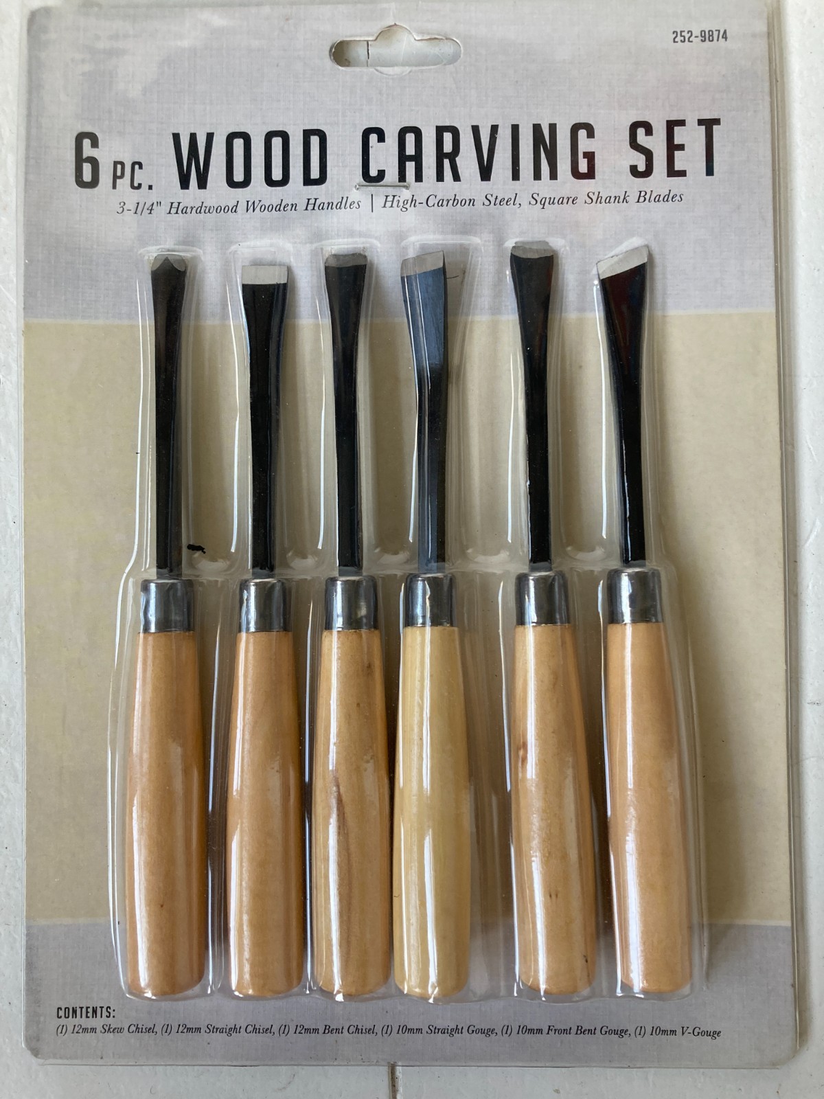 6 pc. Wood Carving Set 3 1/4" Hardwood Handle High-Carbon Steel Dynaforge New