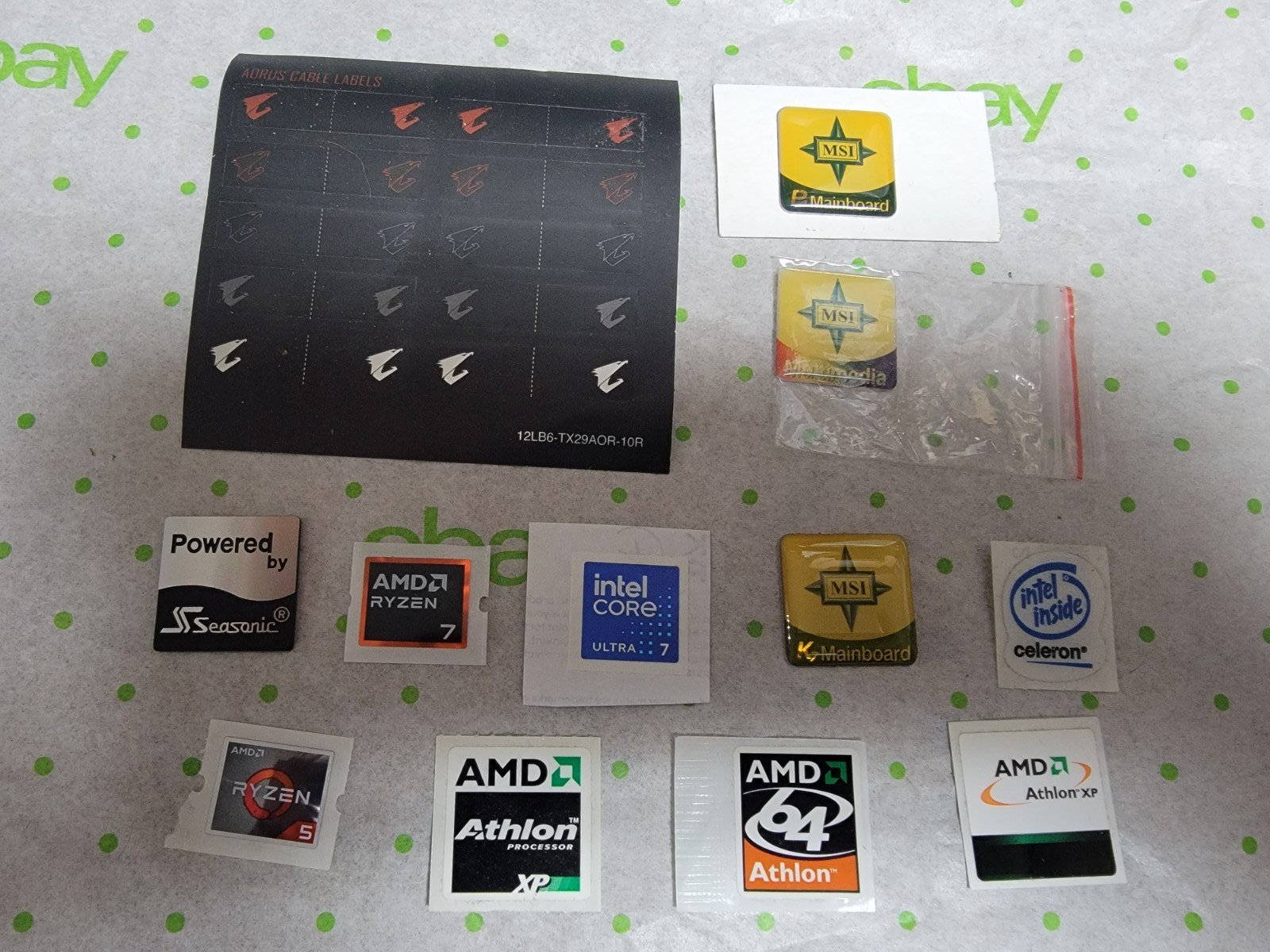 12 ASSORTED COMPUTER / CPU DECAL LOGOS (SEE PICTURE)