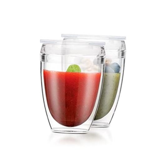Pavina Reusable Double Wall Tumblers with Lid, BPA-Free Plastic, 10oz Clear