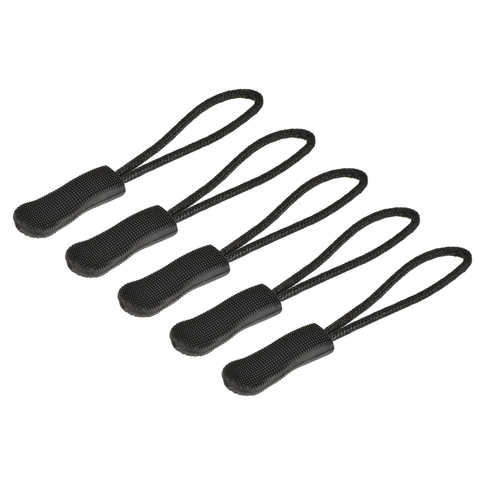 60pcs Zipper Pulls Pull Head Handle Replacement Tab Tag Cord Extender Black