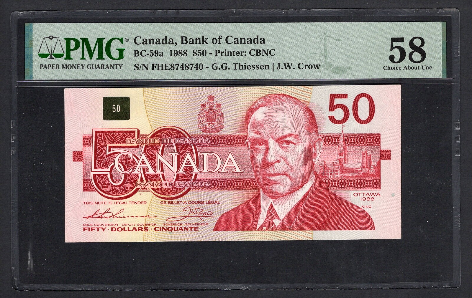 Canada 50 Dollars 1988 BC-59a About Uncirculated