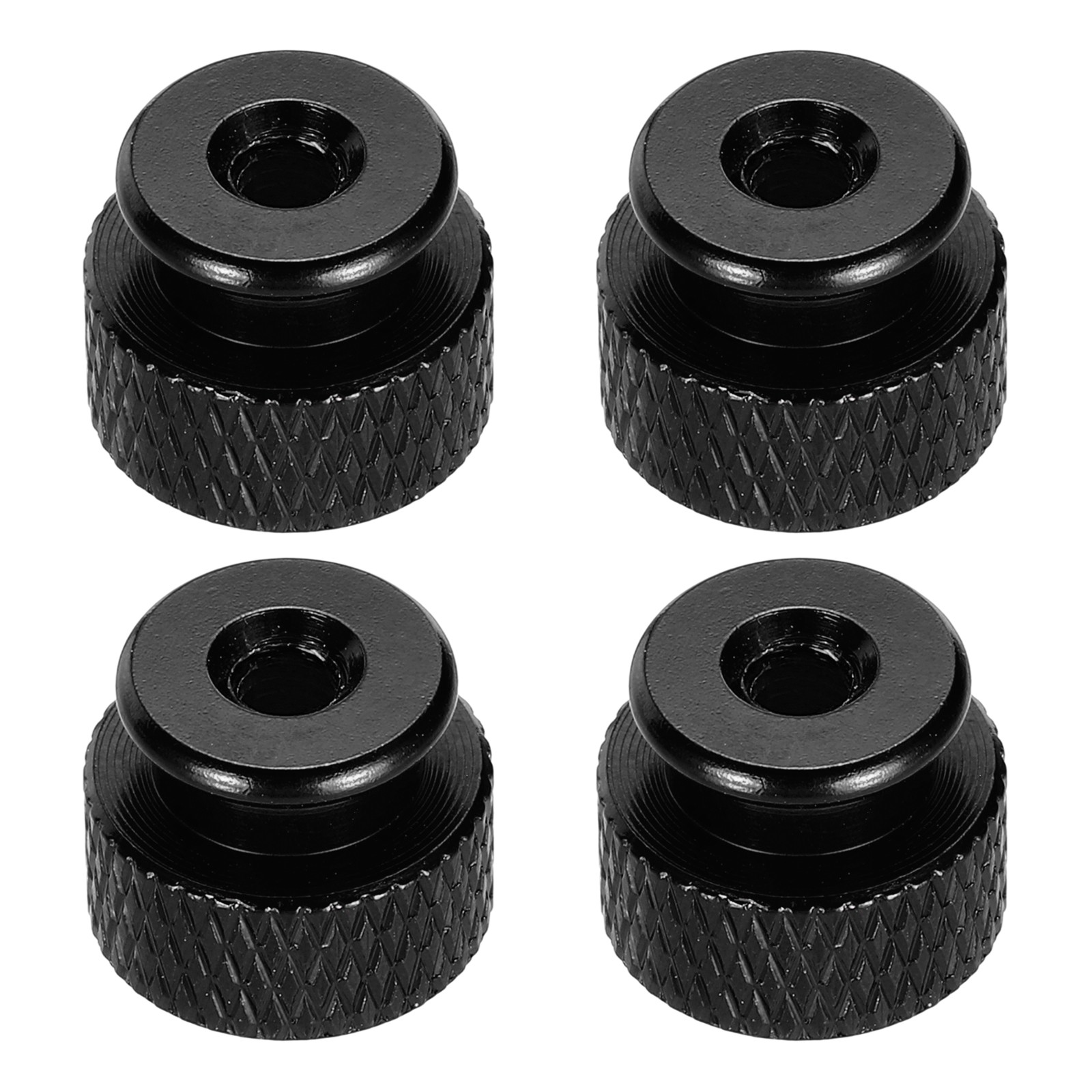 4pcs Knurled Thumb Nut, M3.5 12mm OD 10mm Height Aluminium Alloy Bright Black