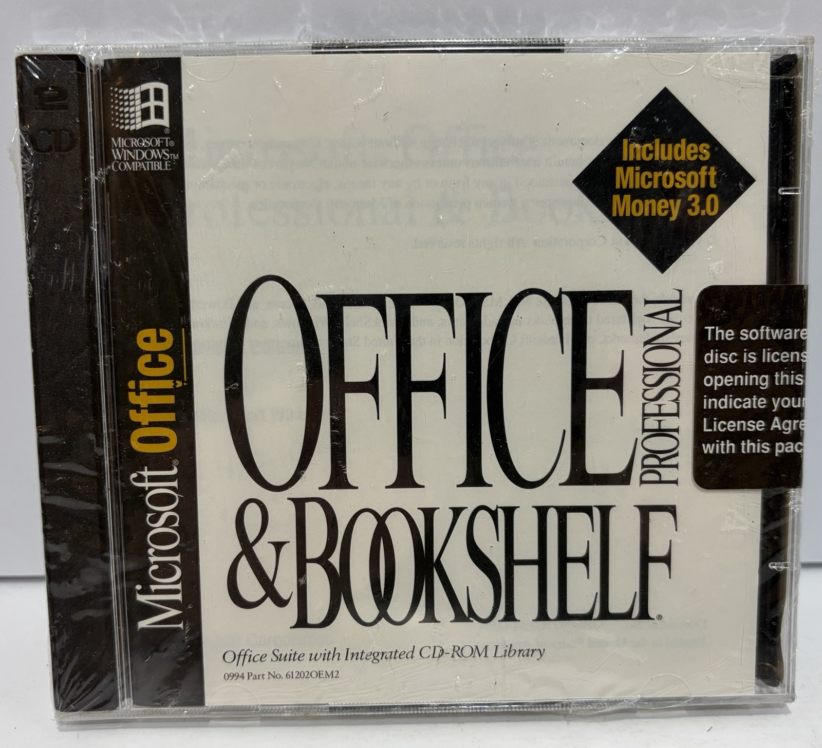 Vintage Sealed MS Office Professional Bookshelf 94 Win 3.1 95 CD OEM Money 3.0