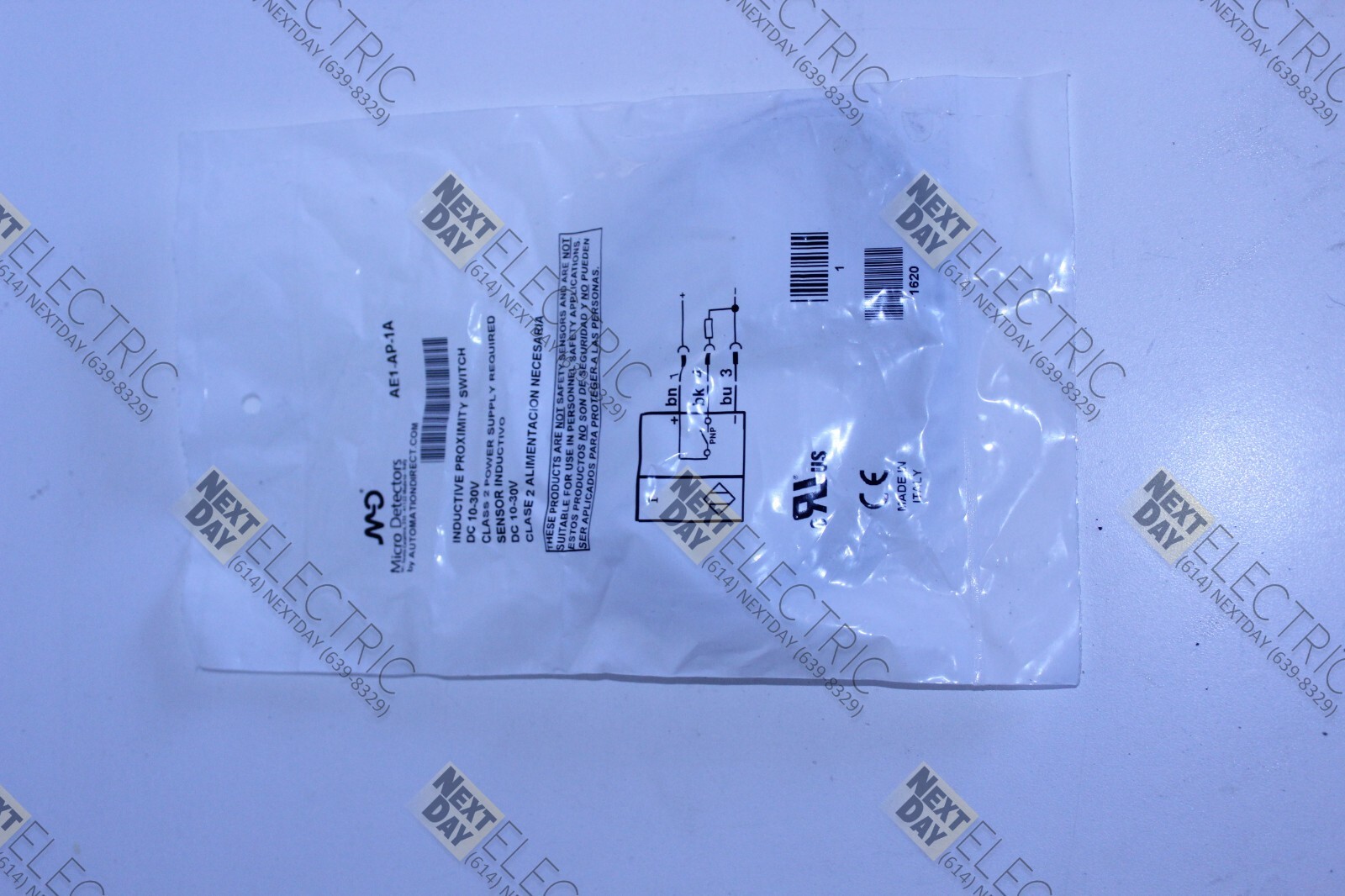 Micro Detectors, AE1-AP-1A, Inductive Proximity Sensor Switch Automation Direct