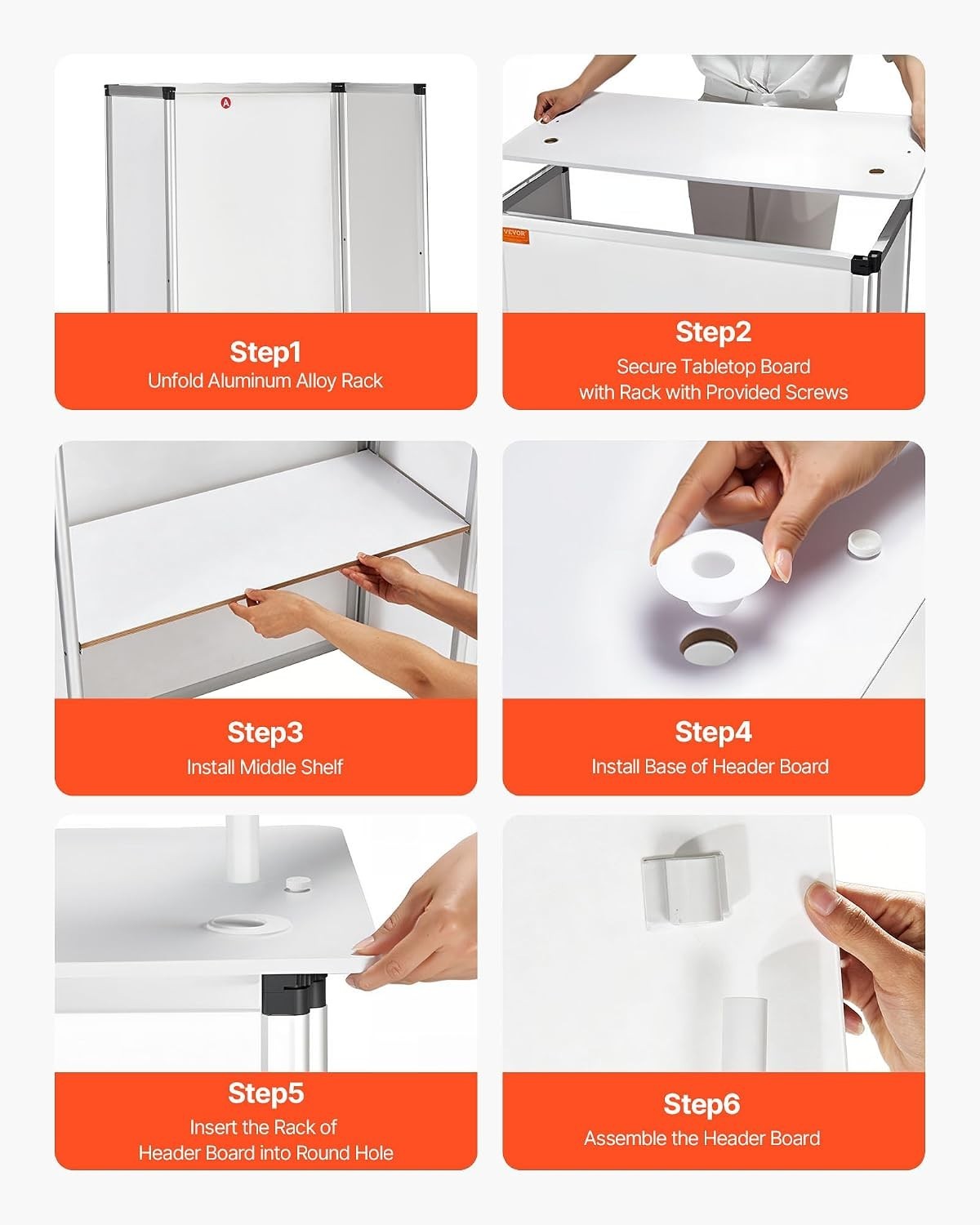 Versatile Display Exhibition Counter Stand in White - Quick Assembly & Storage