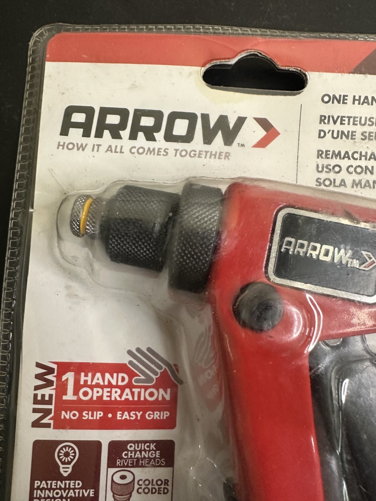 Arrow One Handed Riveter Tool Quick Change Color Coded Rivet Heads