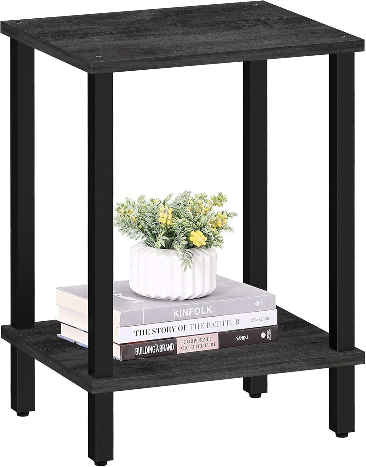 End Table Side Table Nightstand 2-Tier Storage Shelf Sofa Side Table Small Space
