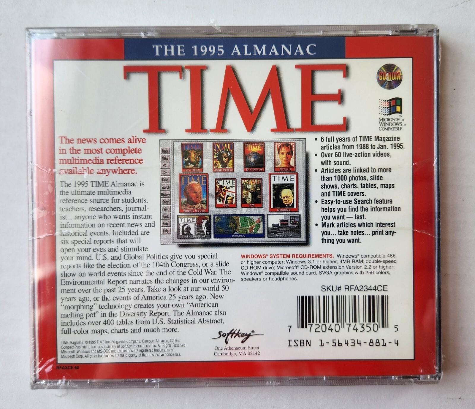 Time - 1995 Multimedia Almanac CD-ROM for Windows. Sealed.