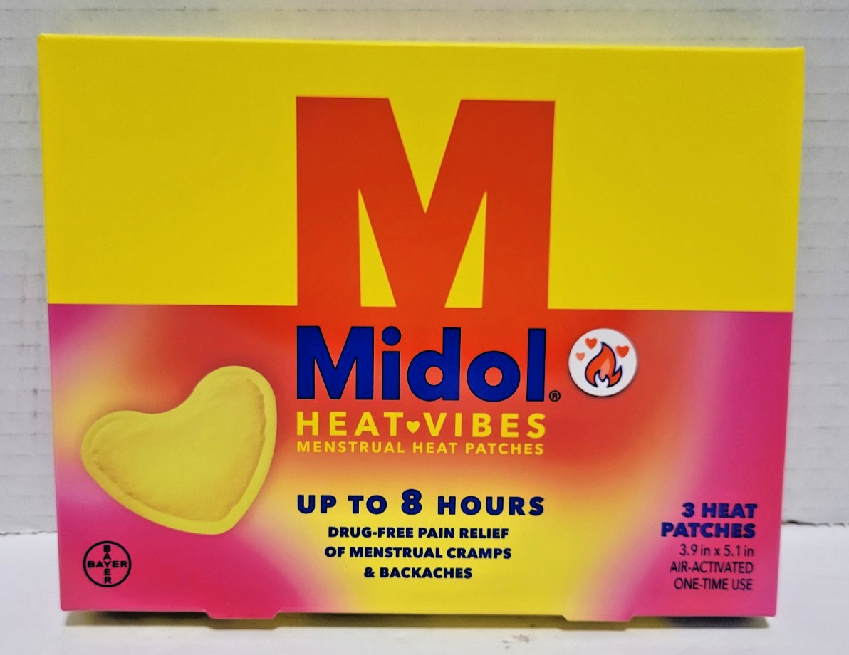 Midol Heat Vibes Menstrual Heat Patches Drug Free 3-Relief Patches Exp 09/03/26