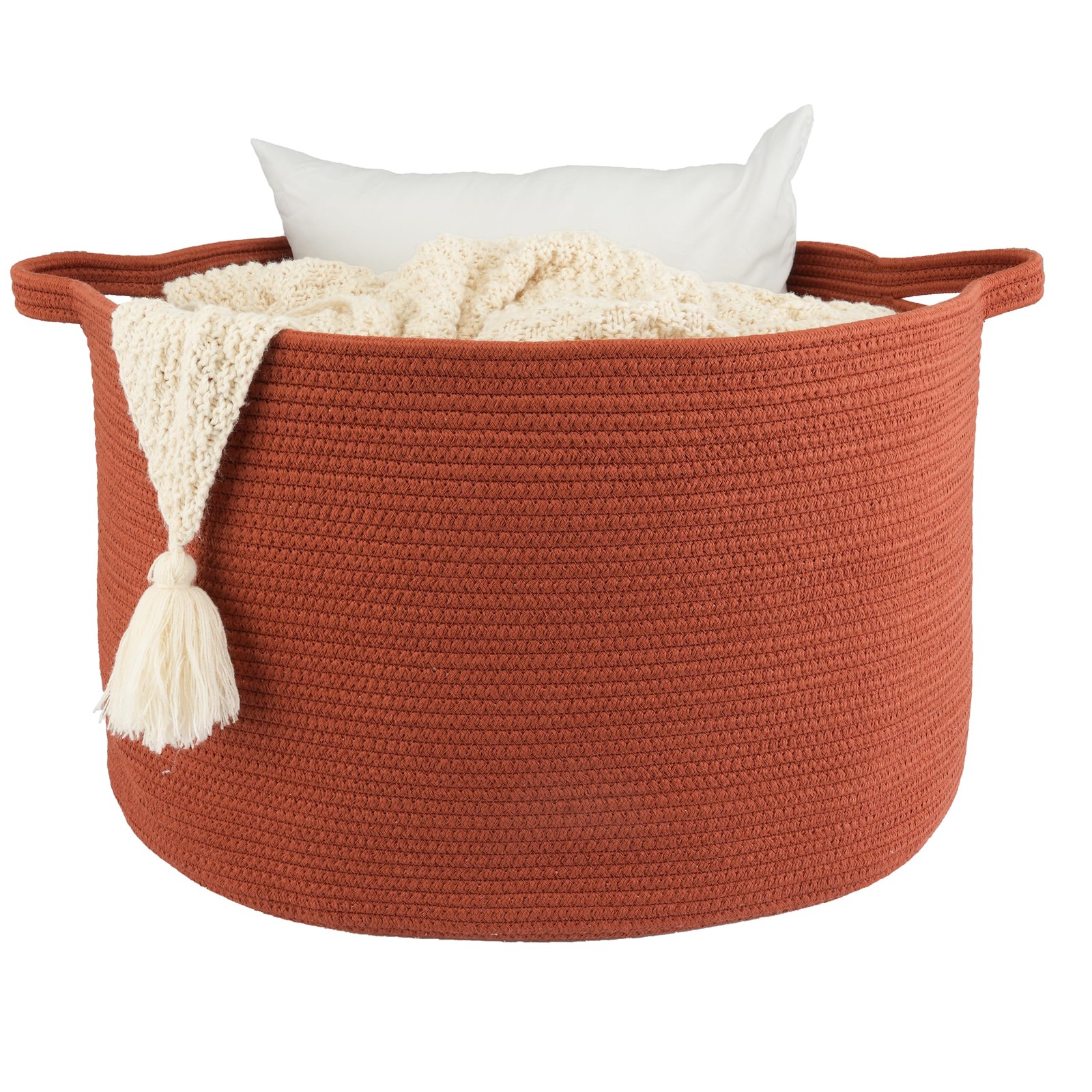 Extra Large Cotton Rope Basket Blankets Basket Living Room 22"x14" Toy Basket...