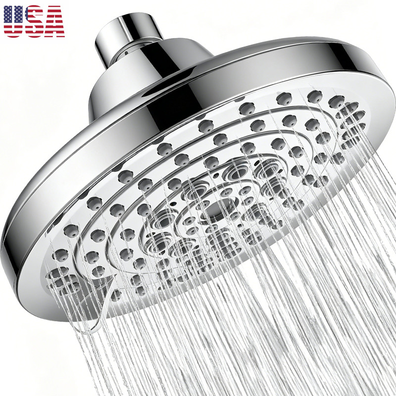High Pressure Rain Shower Head Adjustable Fixed 5”6 Spray Settings For Bathroom
