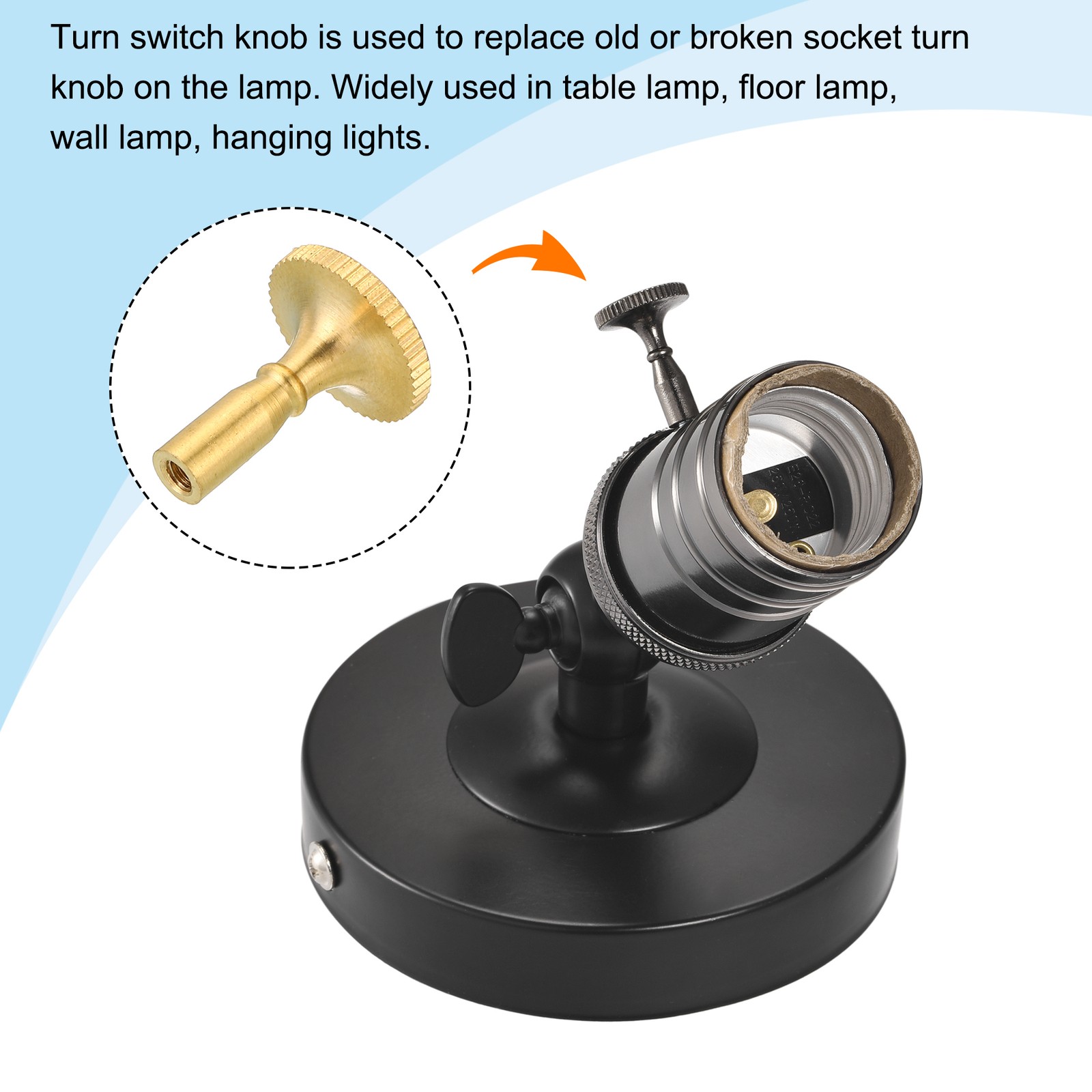 2Pcs, Lamp Turn Switch Knob Replacement Twist Knobs Extension 20mm Brass Tone