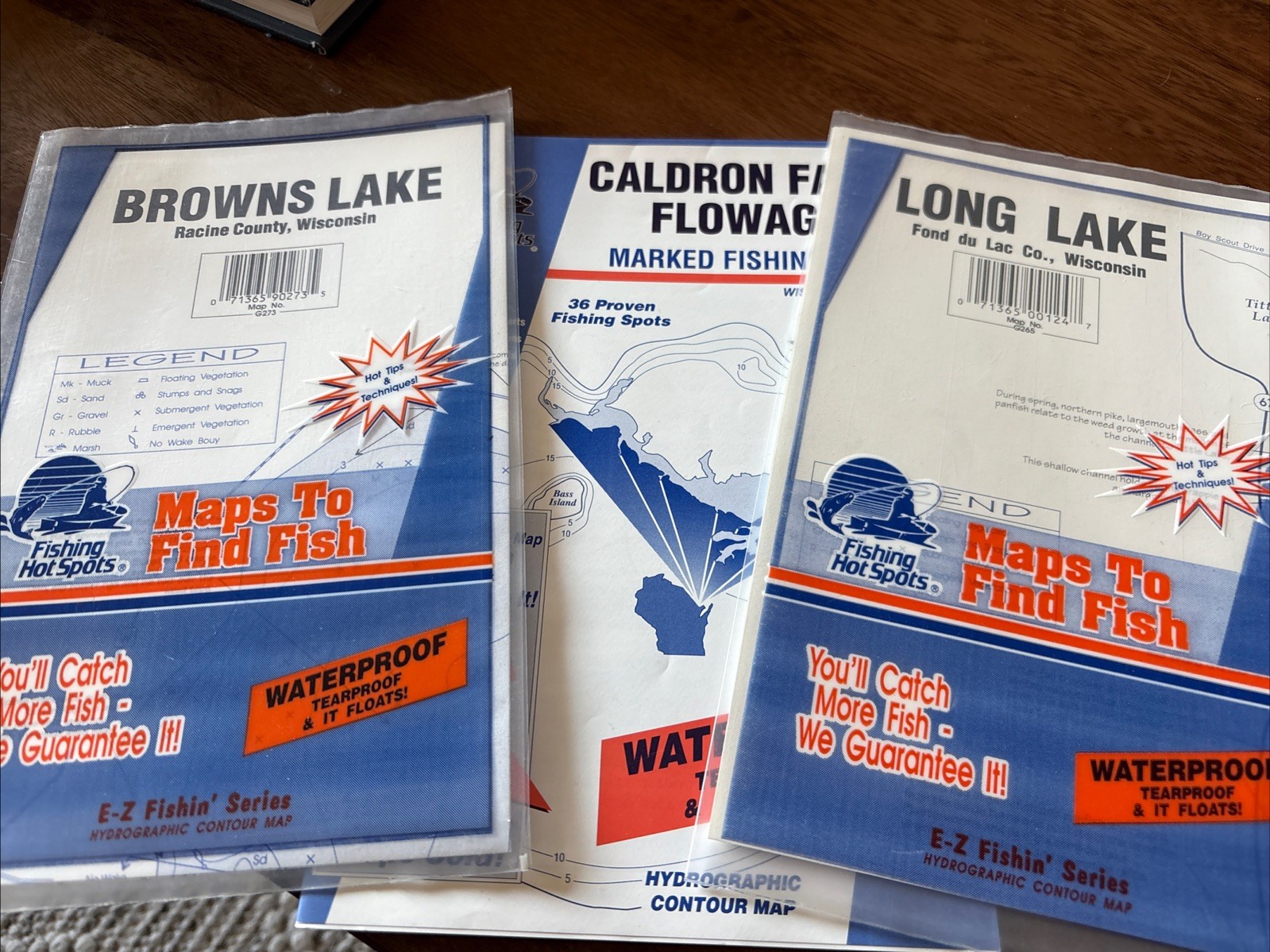 3 Fishing Hot Spots Maps Caldron Falls Browns Lake+ Long Lake Fond Du Lac Marked